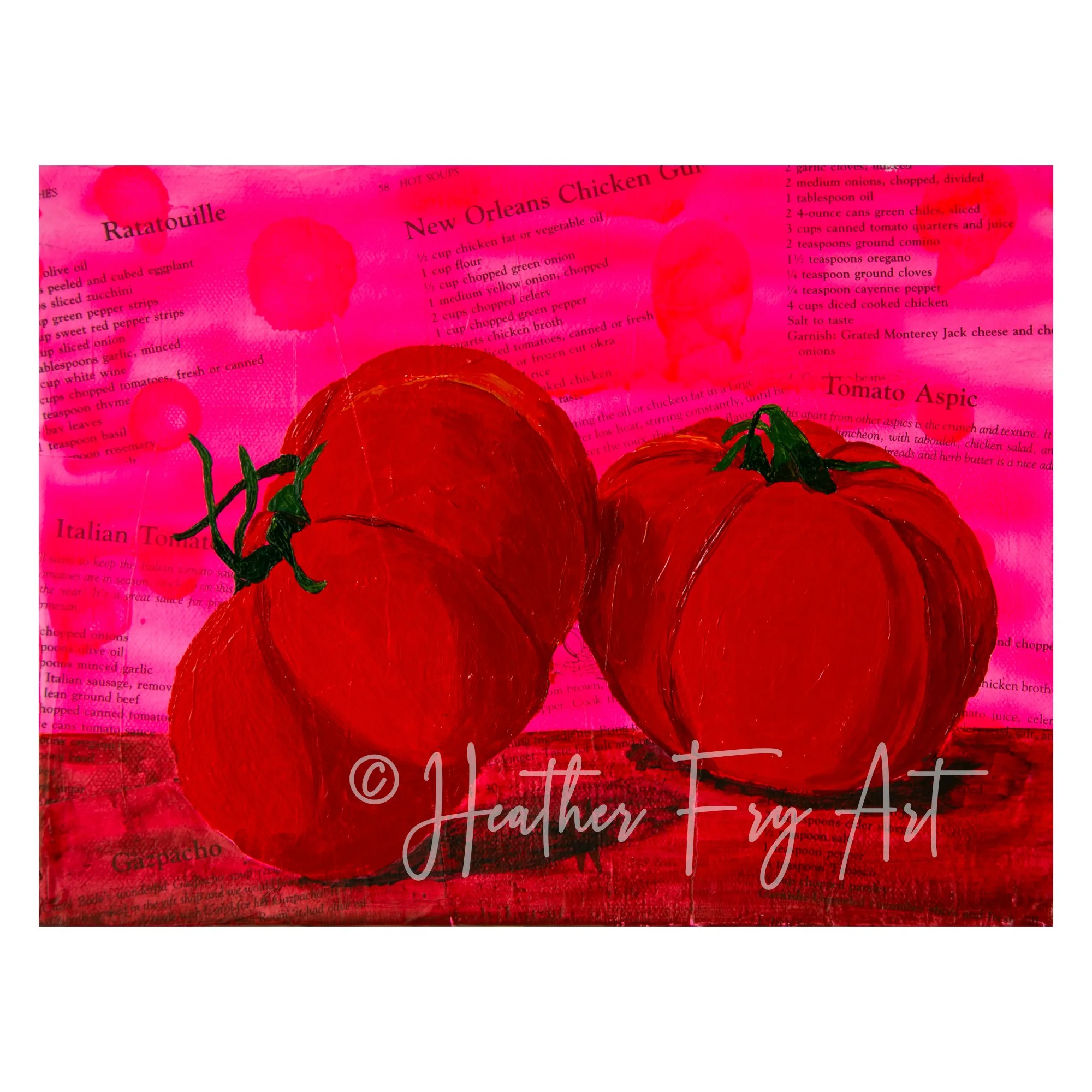 Neon Tomatoes | Acrylic & Collage | 2027 | 12x9 | SOLD