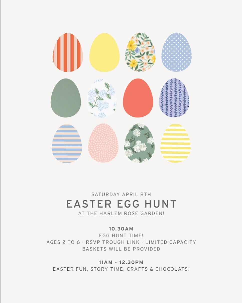 Please join us with your little ones on Saturday 4/8 at 10:30am for an Easter egg hunt at the garden! 🐣 

🥚 There will be an egg hunt for young children at 10:30am sharp (RSVP required -link in bio!)

🥚 From 11am on everyone of all ages regardless