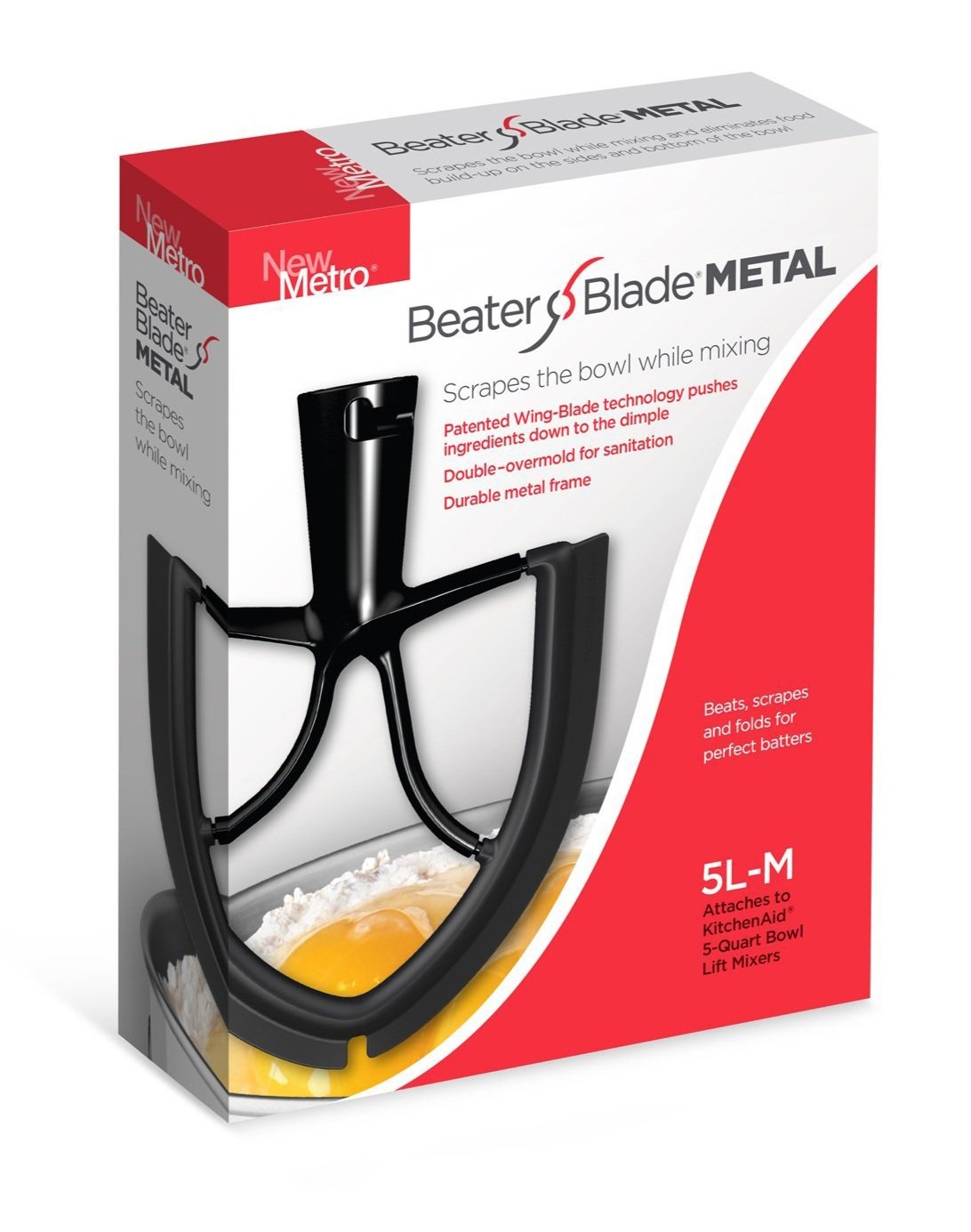MEDIUM – 5L-M Metal Flex Edge Beater Blade – Bowl Diameter 8–8.5" –  Fits KitchenAid 5-QT Bowl-Lift Mixers – Fits Tulip Bowls
