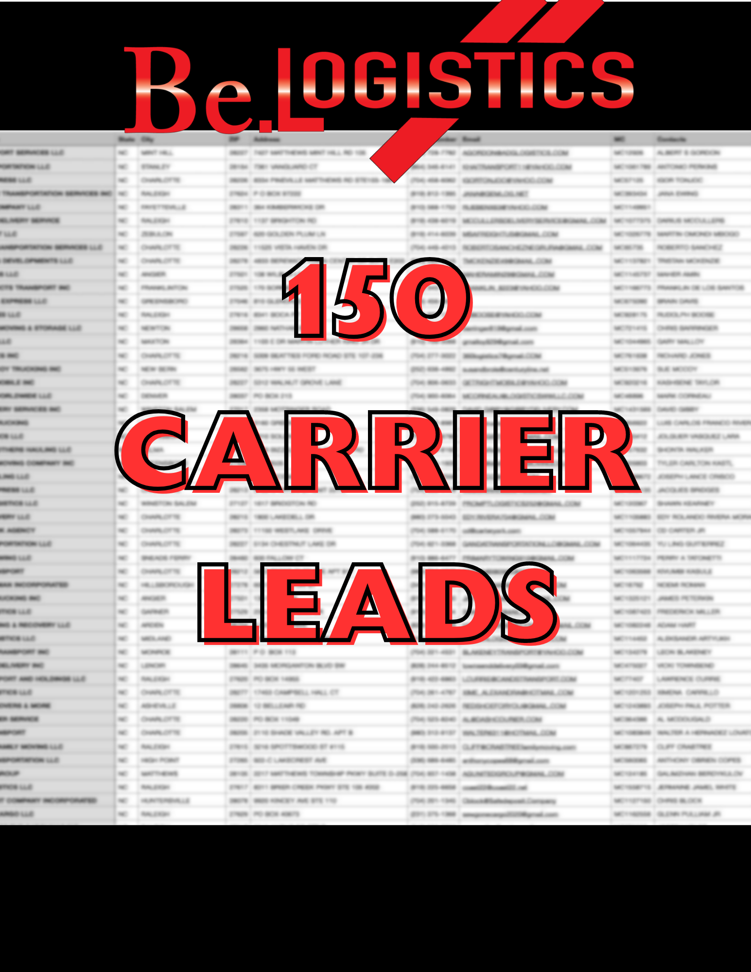 15 Lead Example 150 Carrier Leads — Be.Logistics