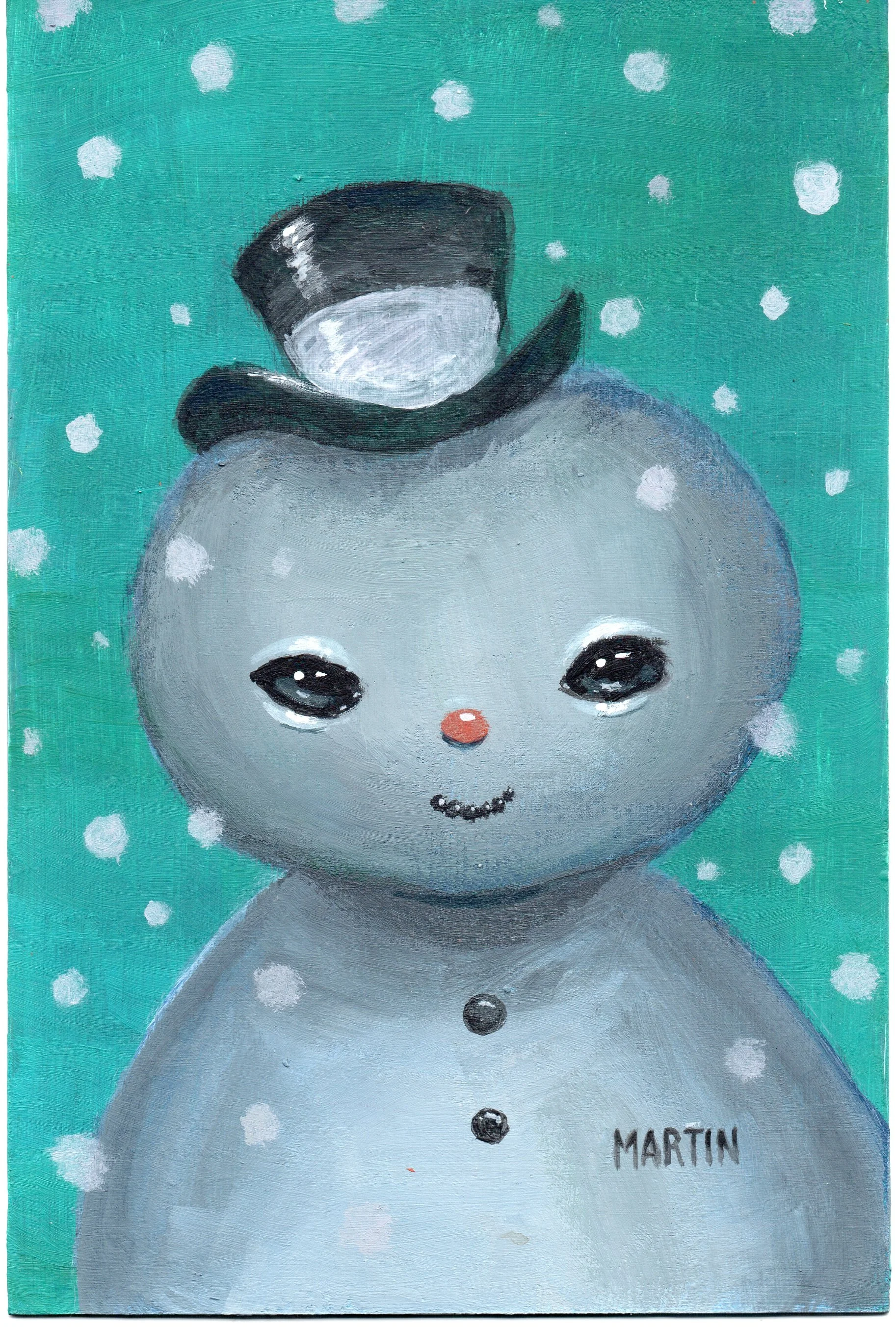 AVAILABLE "Greetings from the North Pole" 4x6" acrylic on card $100