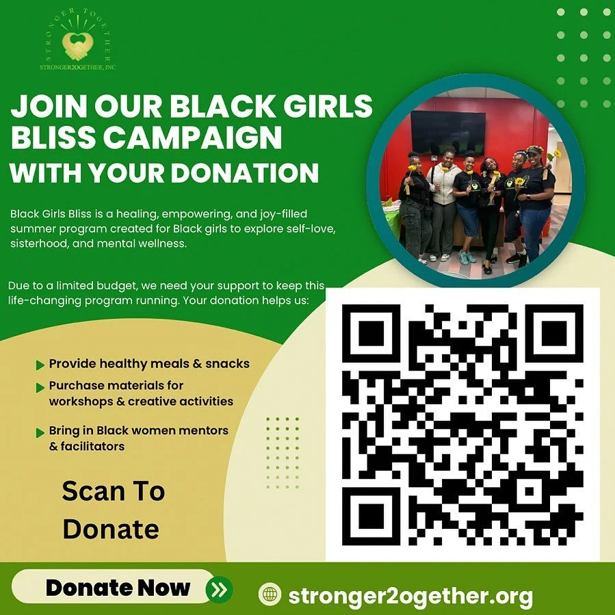 Our Black Girls Bliss Summer Program is designed to empower and uplift young Black girls through mentorship, creativity, and self-discovery. 

By donating, you can help us provide essential resources, workshops, and experiences that will inspire our 