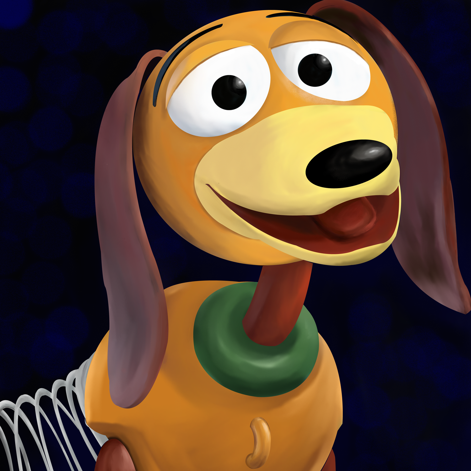 Slinky Dog I always love to give my nephews unique gifts, this was an illustration of Slinky from Toy Story which is a movie they love. It was made using both Illustrator and Corel Painter.