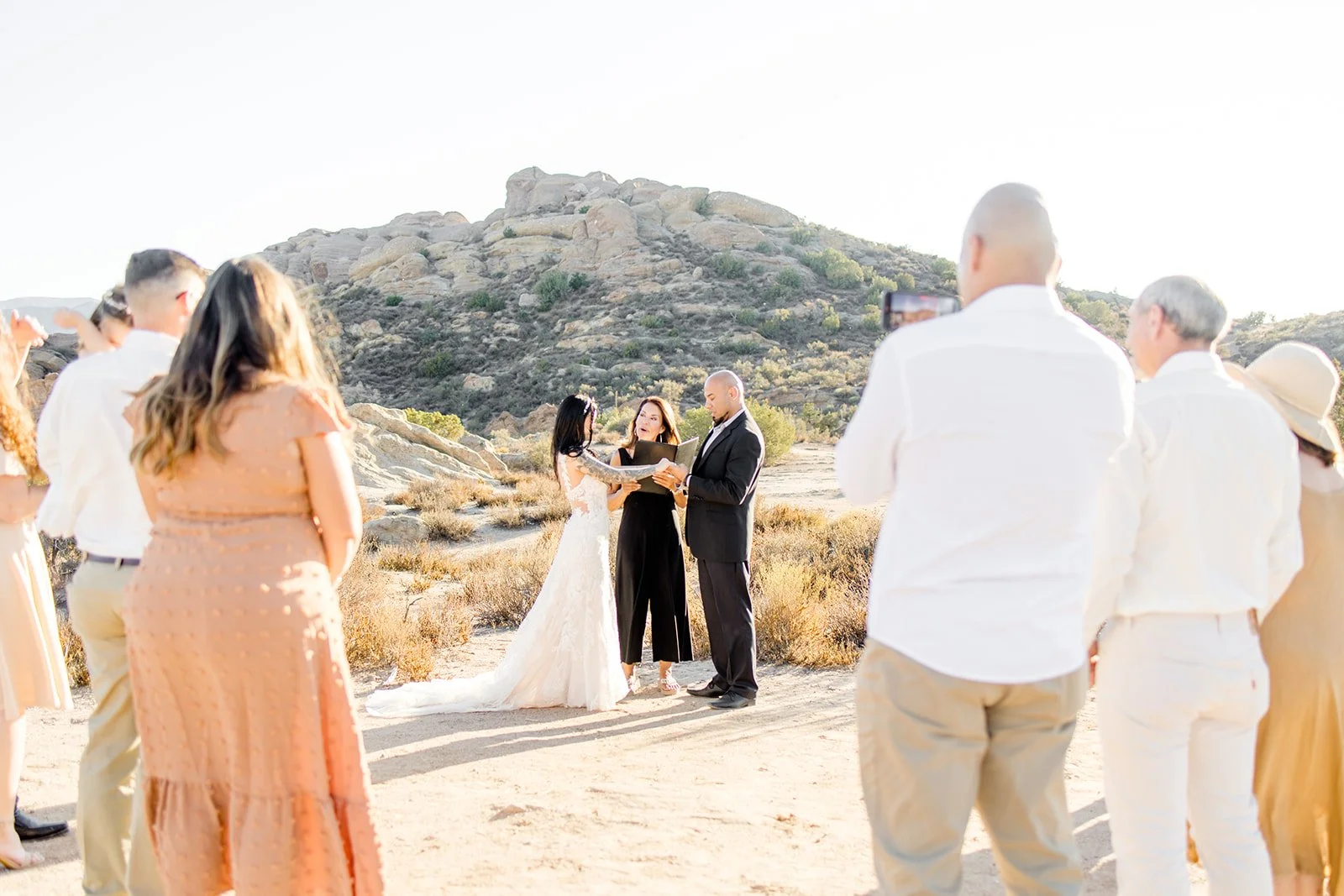 Elopement with guests Vasquez Rocks, sunset