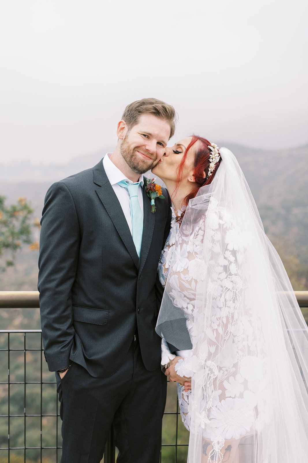 Wedding couple at Griffith Observatory
