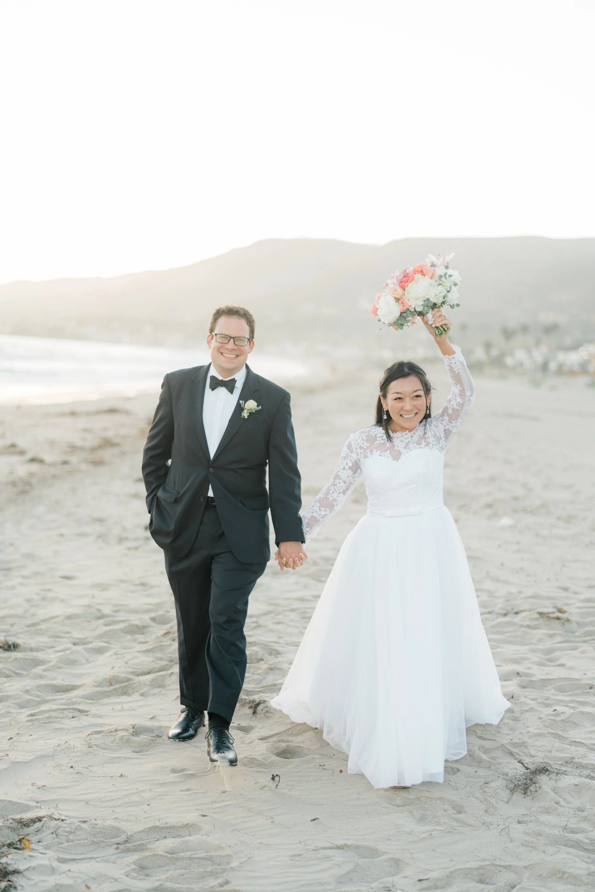 Wedding couple at Zuma, Malibu