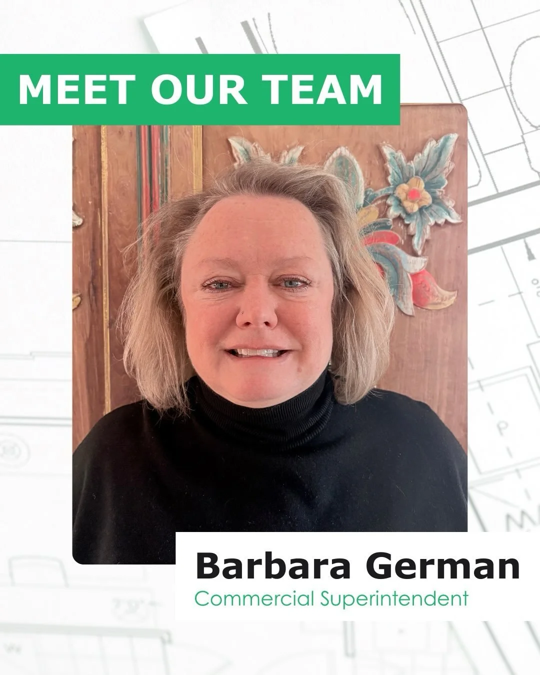 It only seems fitting to highlight another member of the Ryan Murphy Construction team during National Women in Construction Week.

Meet Barbara German, our terrific Commercial Superintendent!

A cabinet maker by trade, Barbara was leading one of our