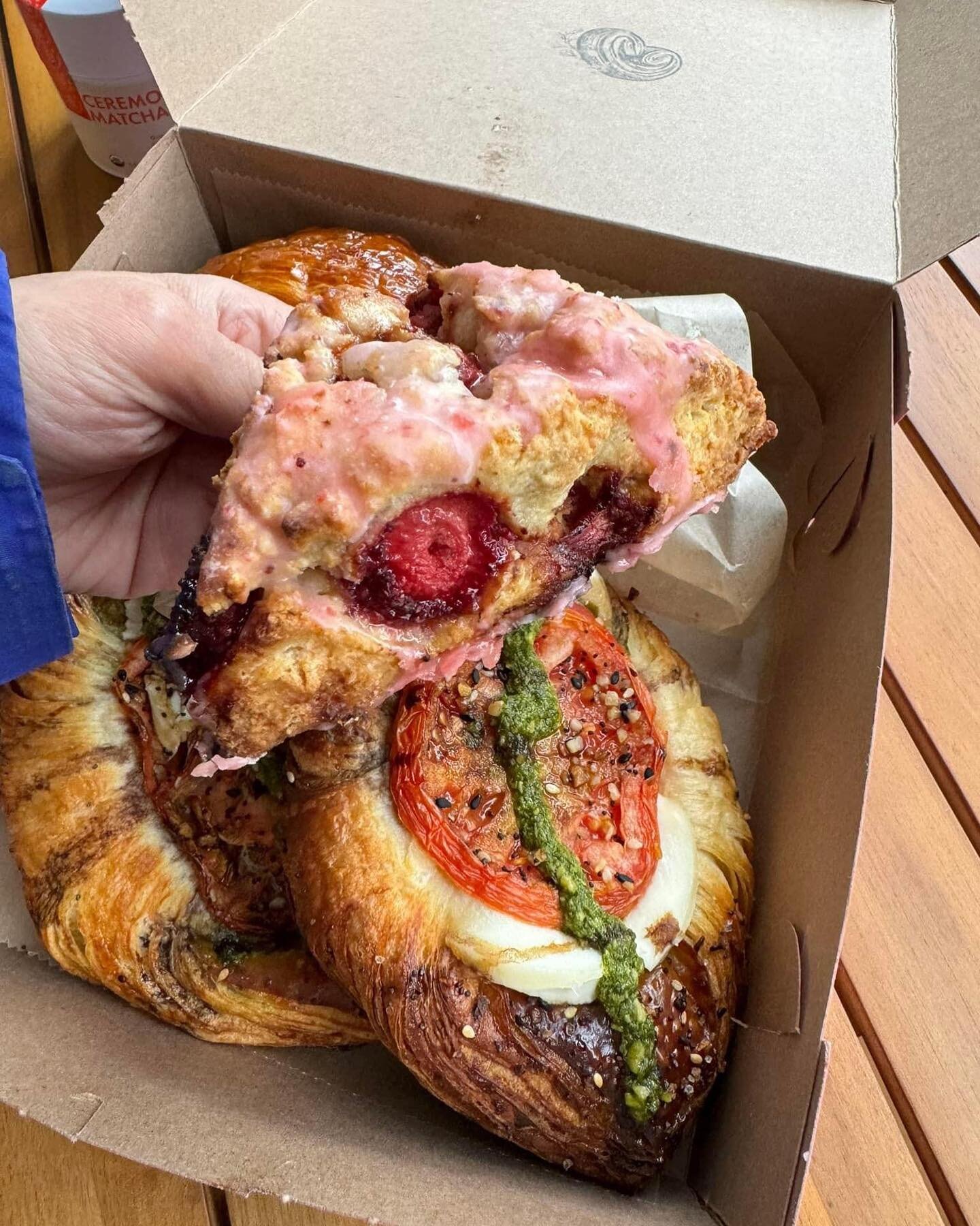 LAST CHANCE February Menu&hellip;

Things that are going:
Strawberry Valentine Cruffin
Honey Mustard Sausage Roll
Strawberry Scones
That&rsquo;s Amore Latte/ wc blood orange mocha
Aphrodite Matcha/ juniper rose matcha

Things that are staying:
Plain 