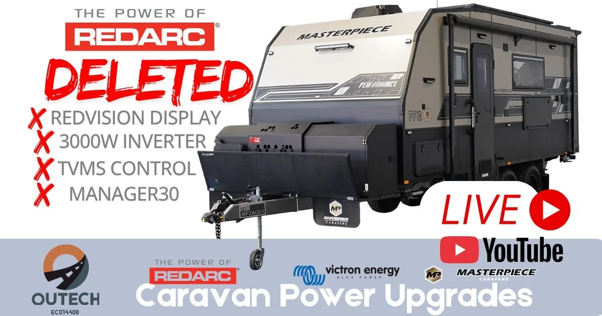 Masterpiece Performance Caravan | Problematic Redarc 12V Power System 
Why It Was Removed? 
(and more)
What on YouTube Now.
Link in Bio or Request in Comments

What We Removed:
❌ 2 x 100Ah 12V lithium batteries (chassis-mounted)
❌ Redarc chargers and