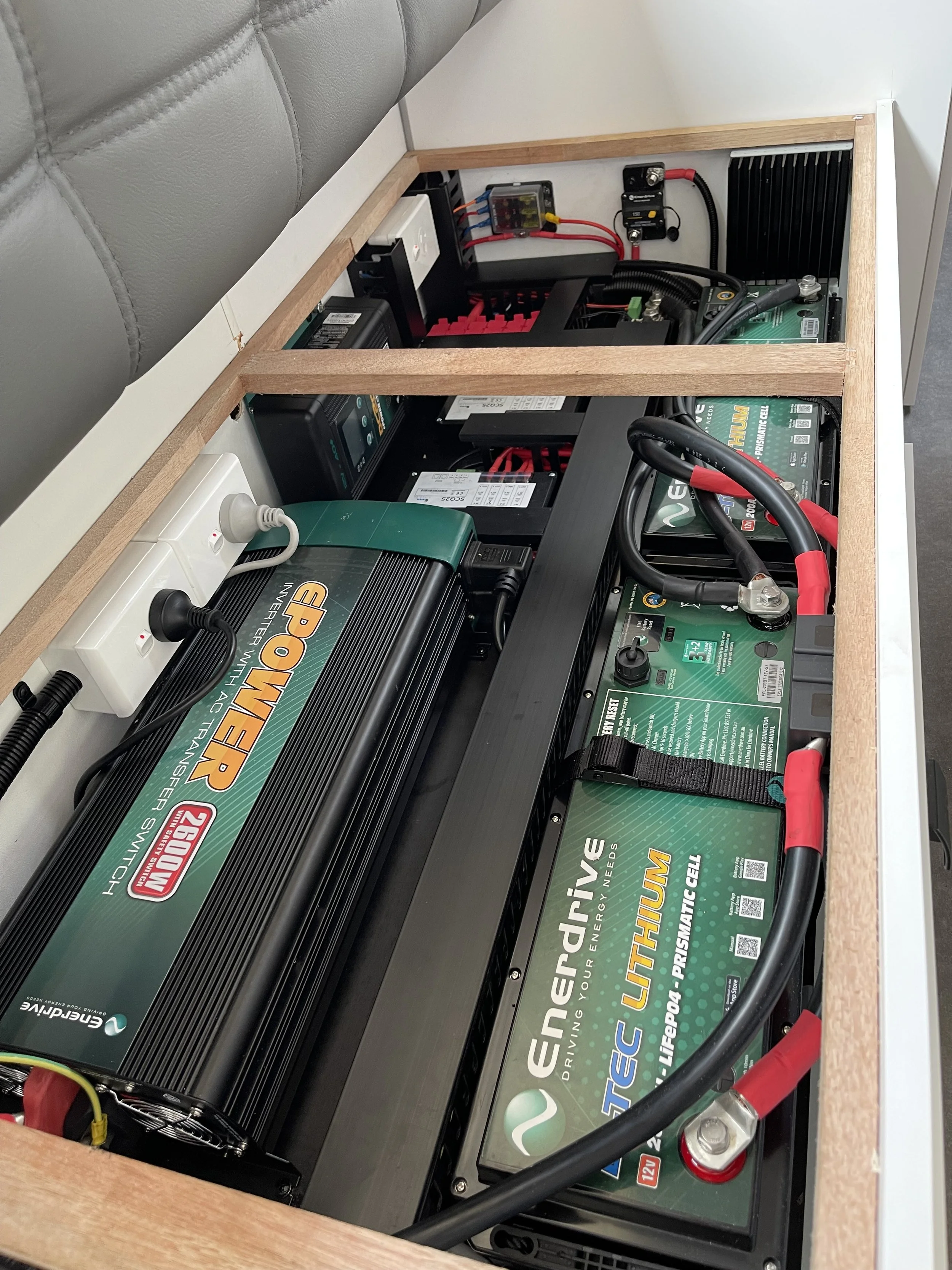 Enerdrive Off-Grid Power System in Caravan installed by Outech Offgrid auto electrician and electrician