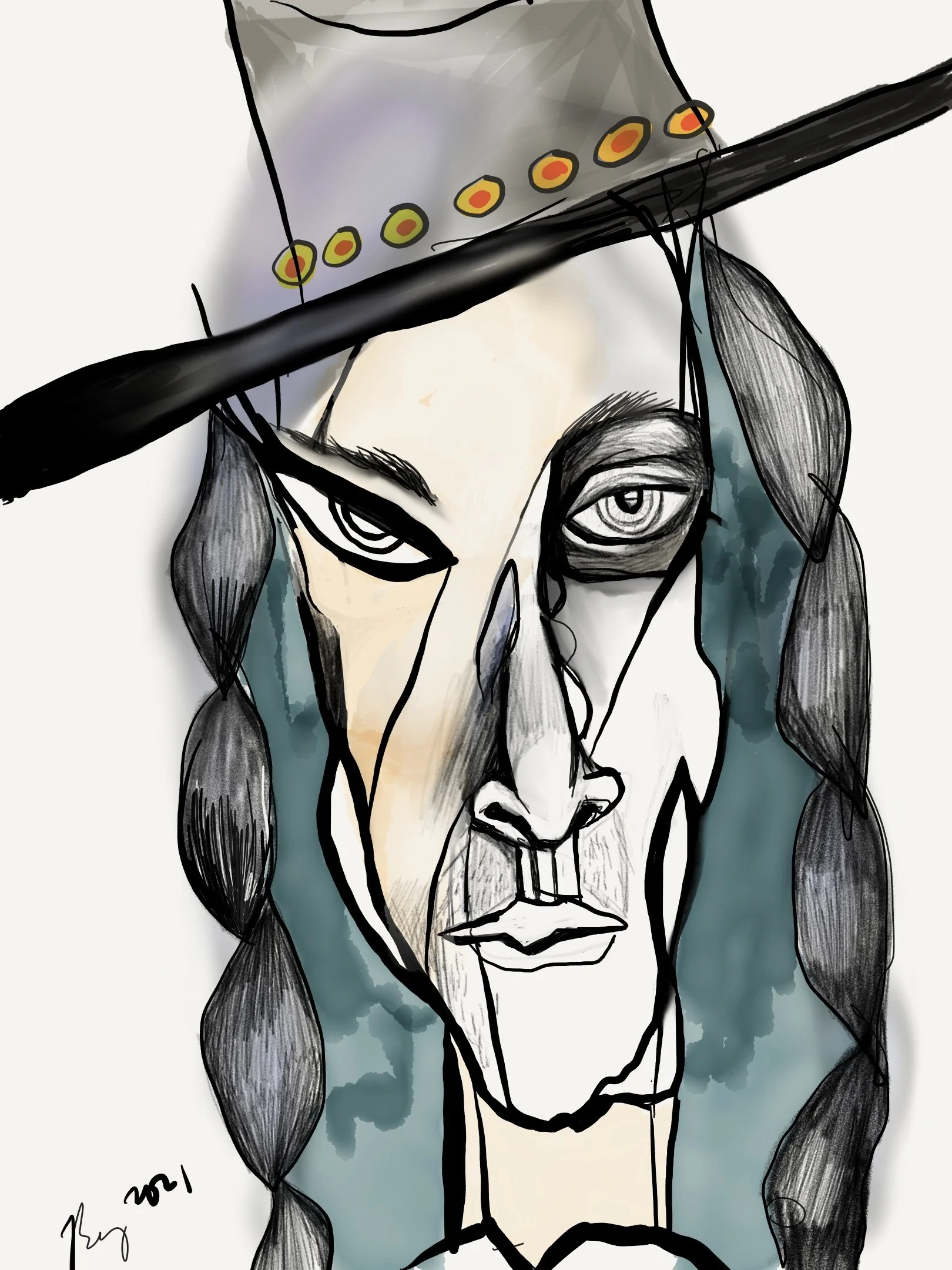 Braids, digital art, 2021
