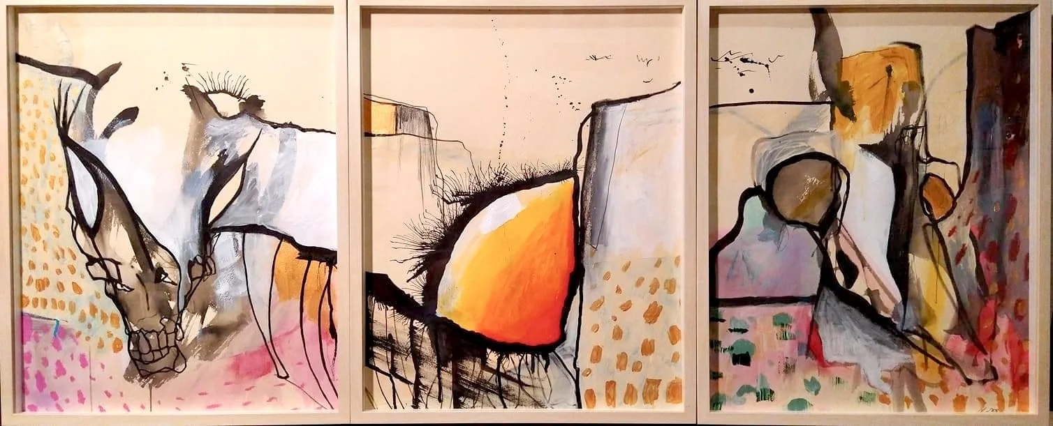 Desert Triptych; mixed media on paper; 2021