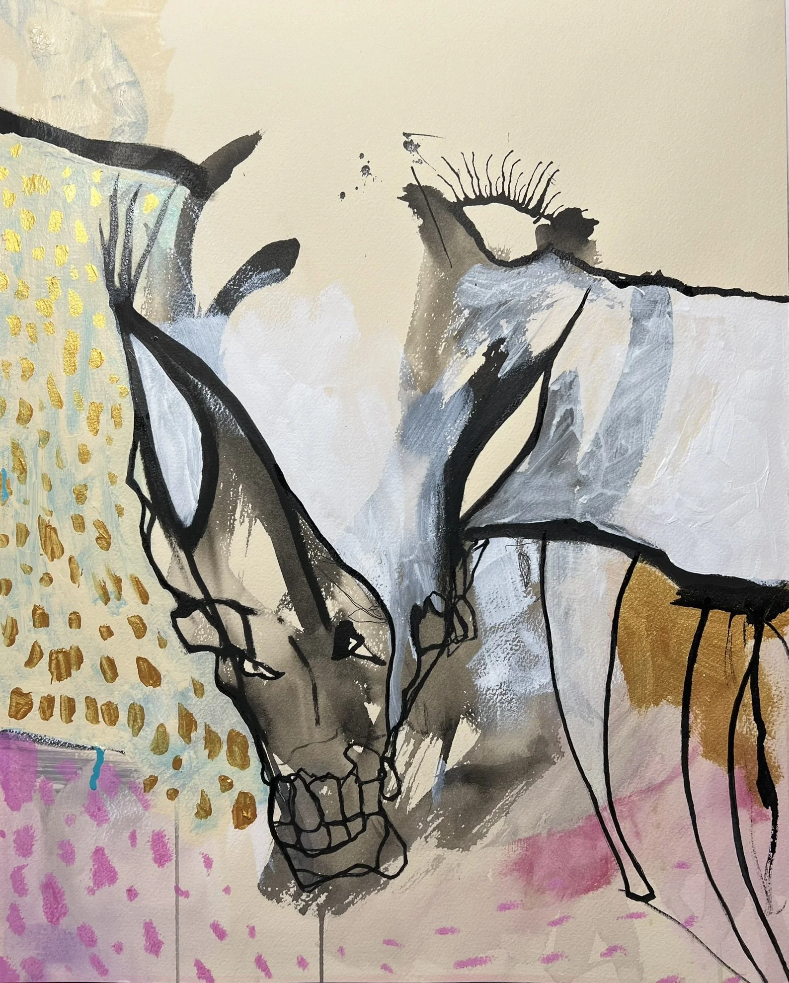 Desert Triptych (1); mixed media on paper; 2021