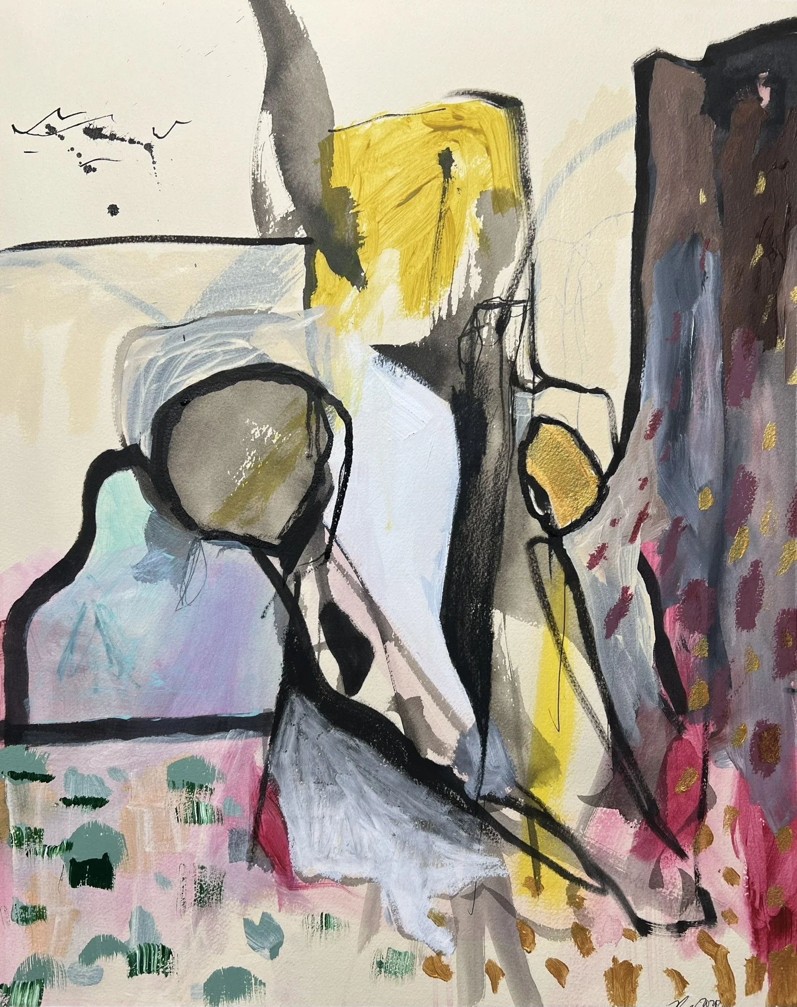 Desert Triptych (3); mixed media on paper; 2021