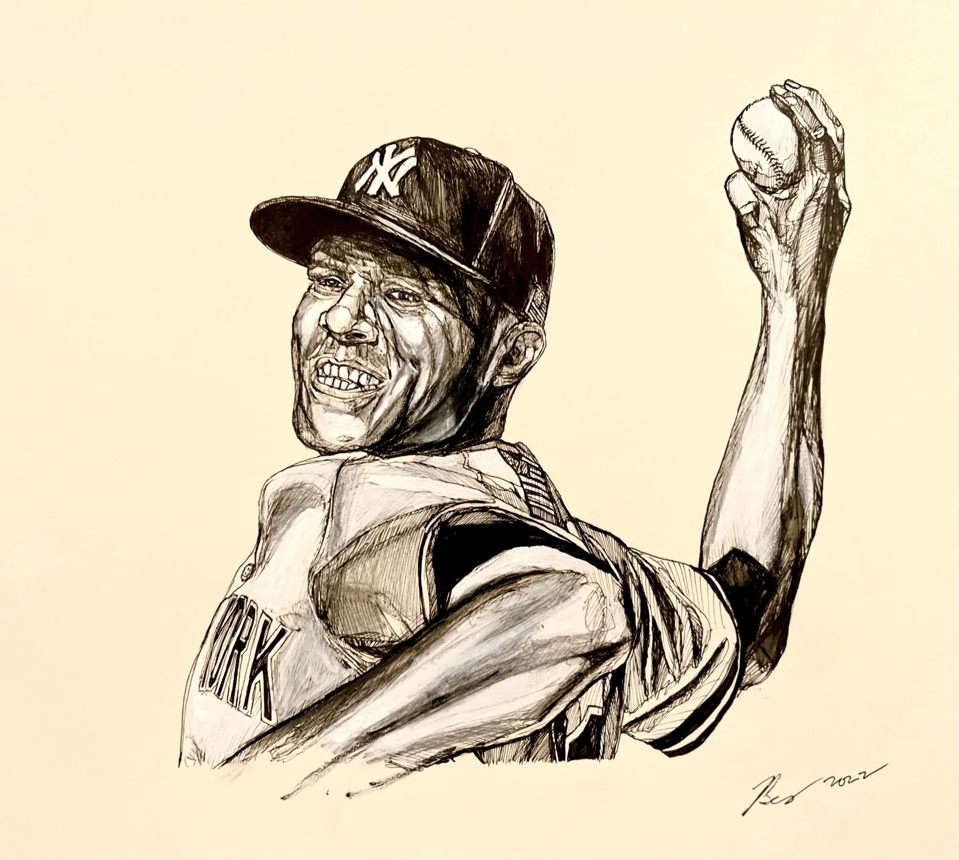Mariano Rivera; mixed media; 2023