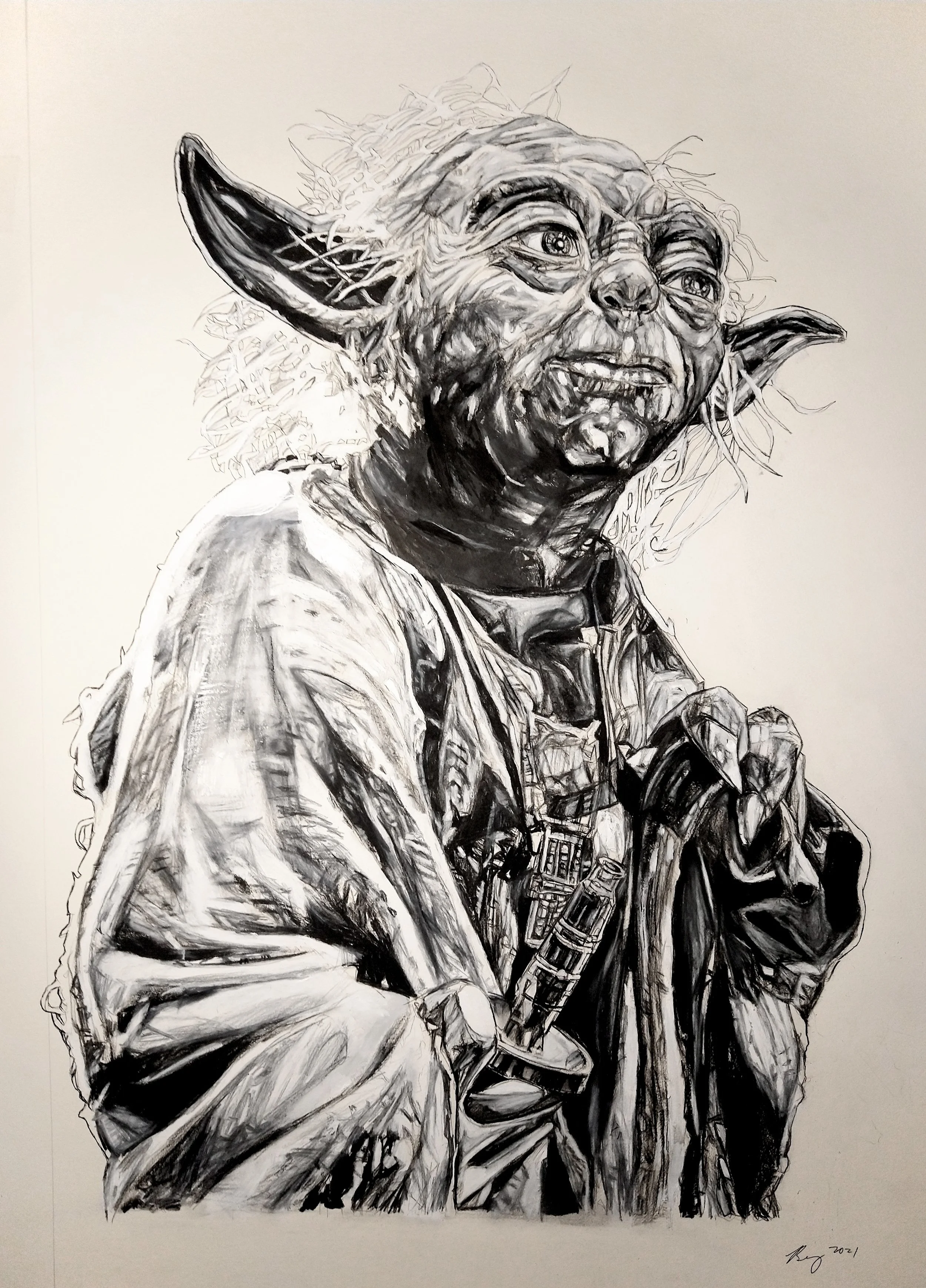 Yoda; mixed media; 2022