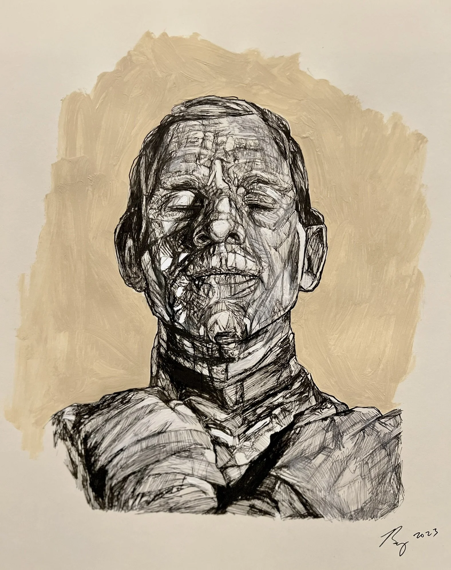 Boris Karloff as "The Mummy"; mixed media; 2022
