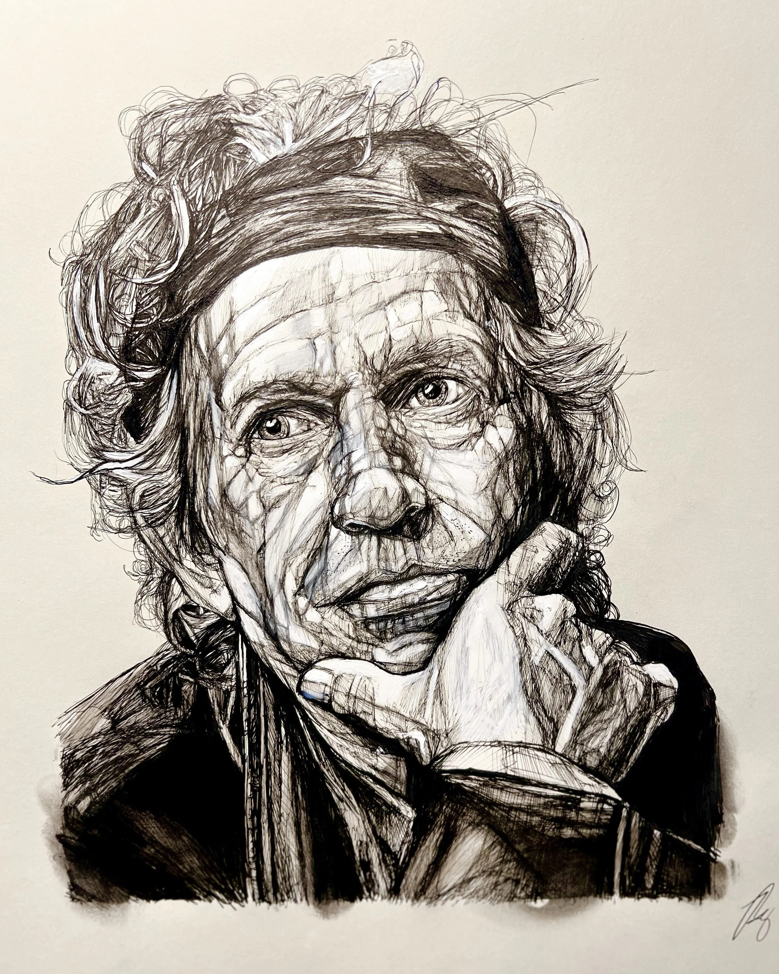 Keith Richards; mixed media; 2023