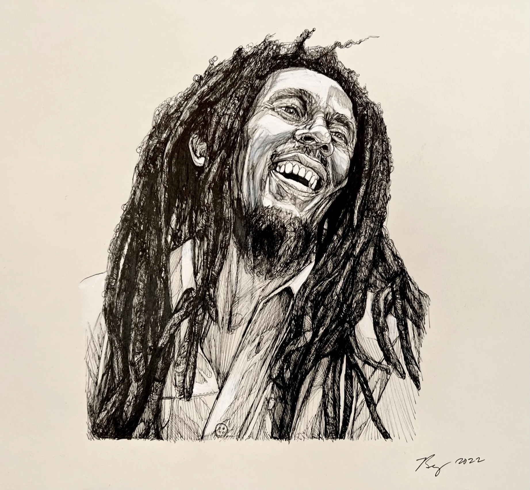 Bob Marley; mixed media; 2024
