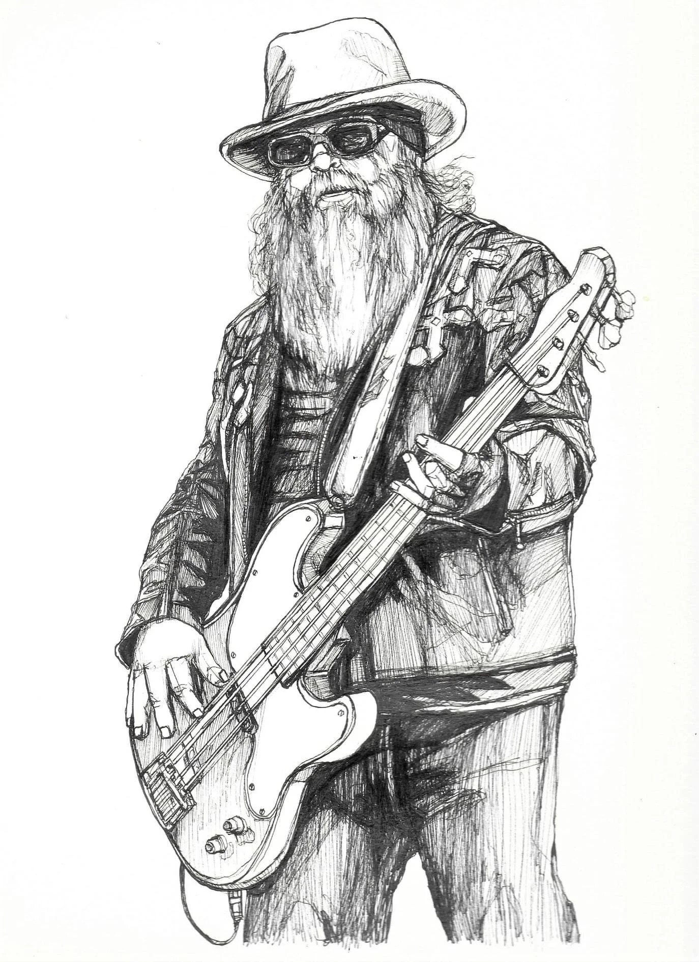 Dusty Hill; Ink on paper; 2020