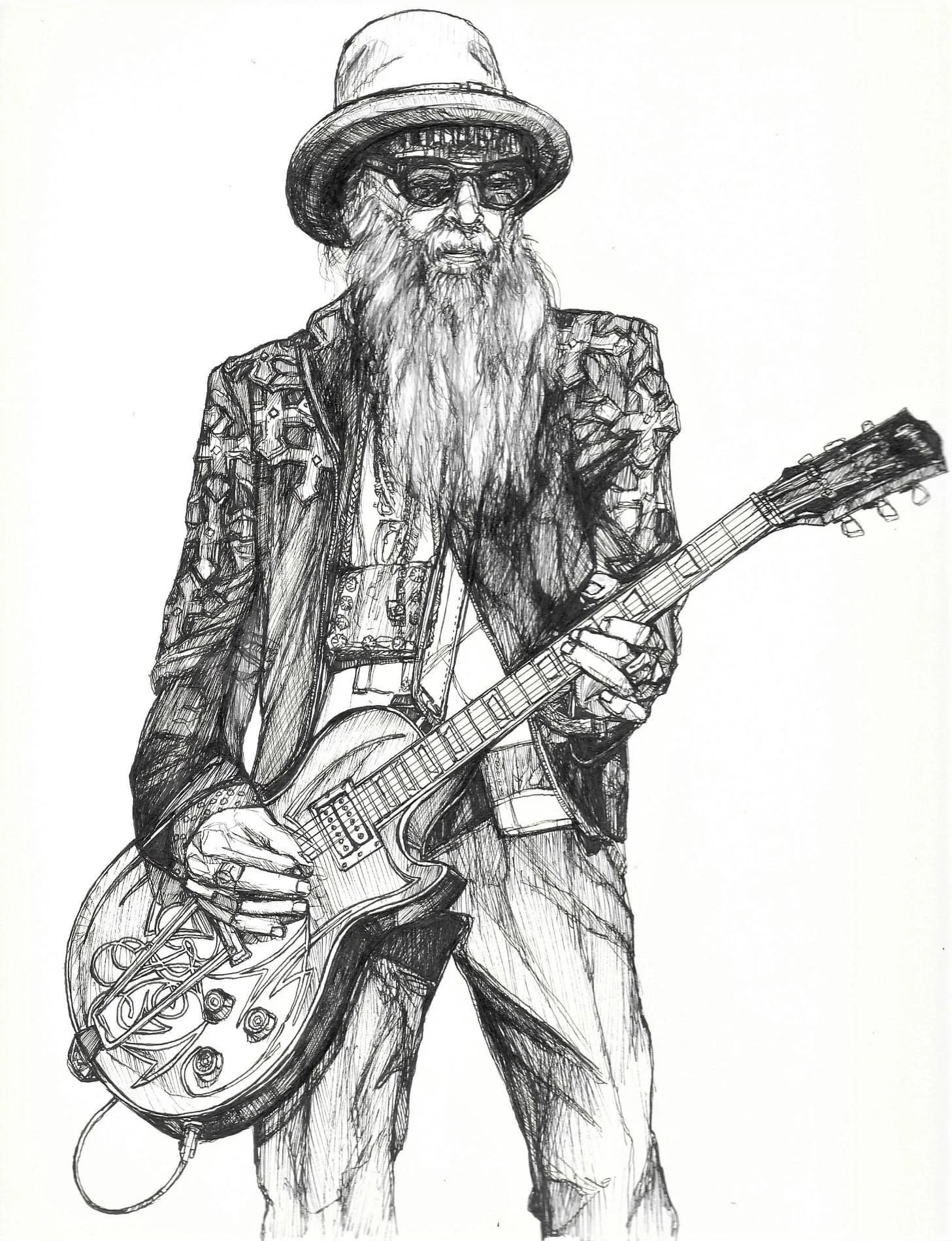 Billy Gibbons; Ink on paper; 2020