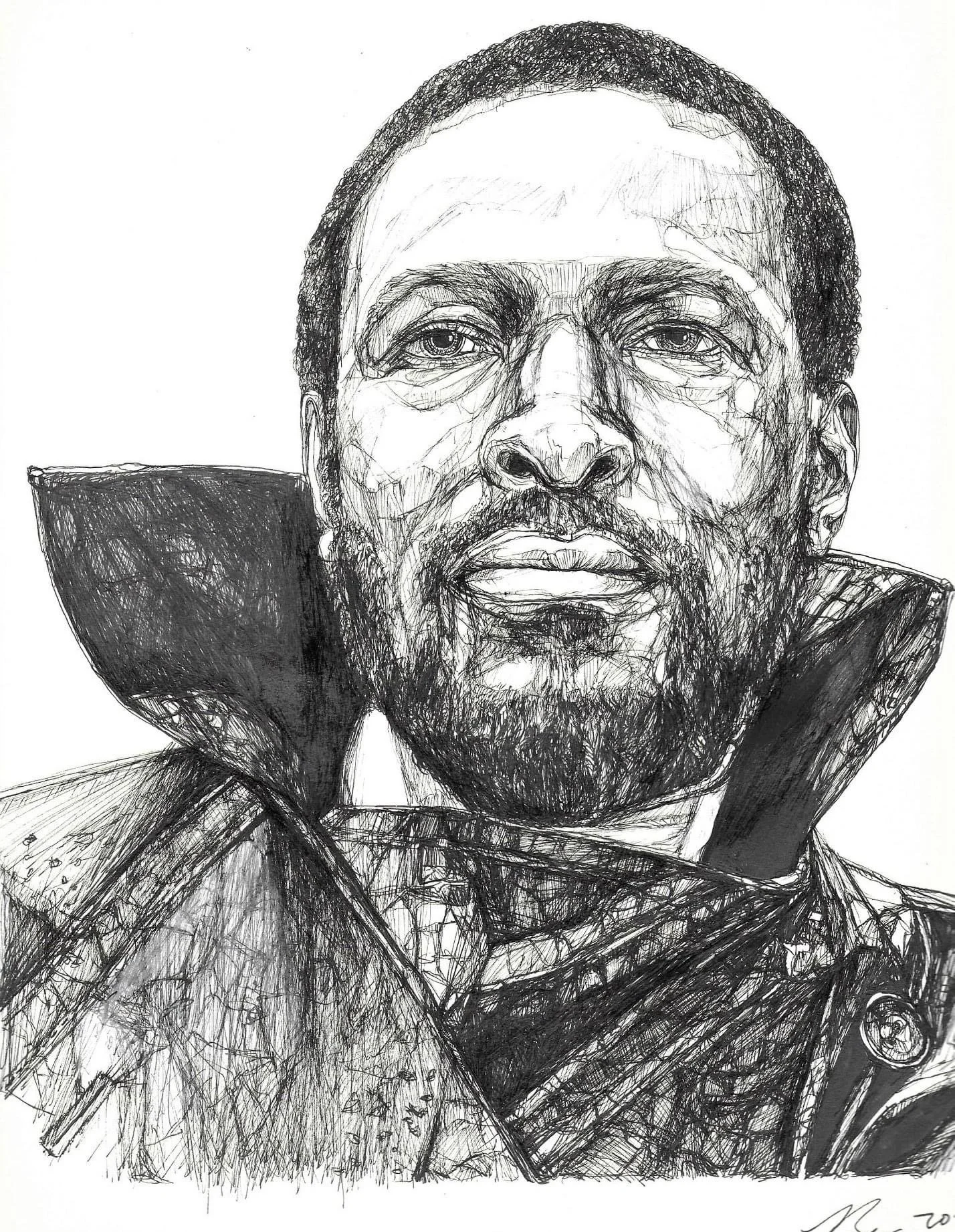 Marvin Gaye; Ink on paper; 2020