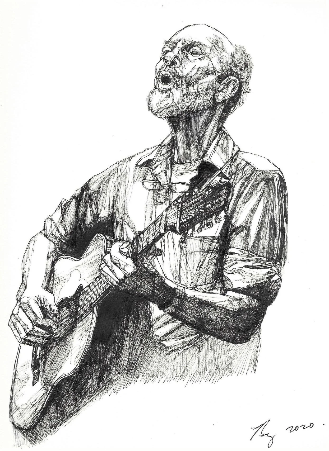 Pete Seeger; Ink on paper; 2020
