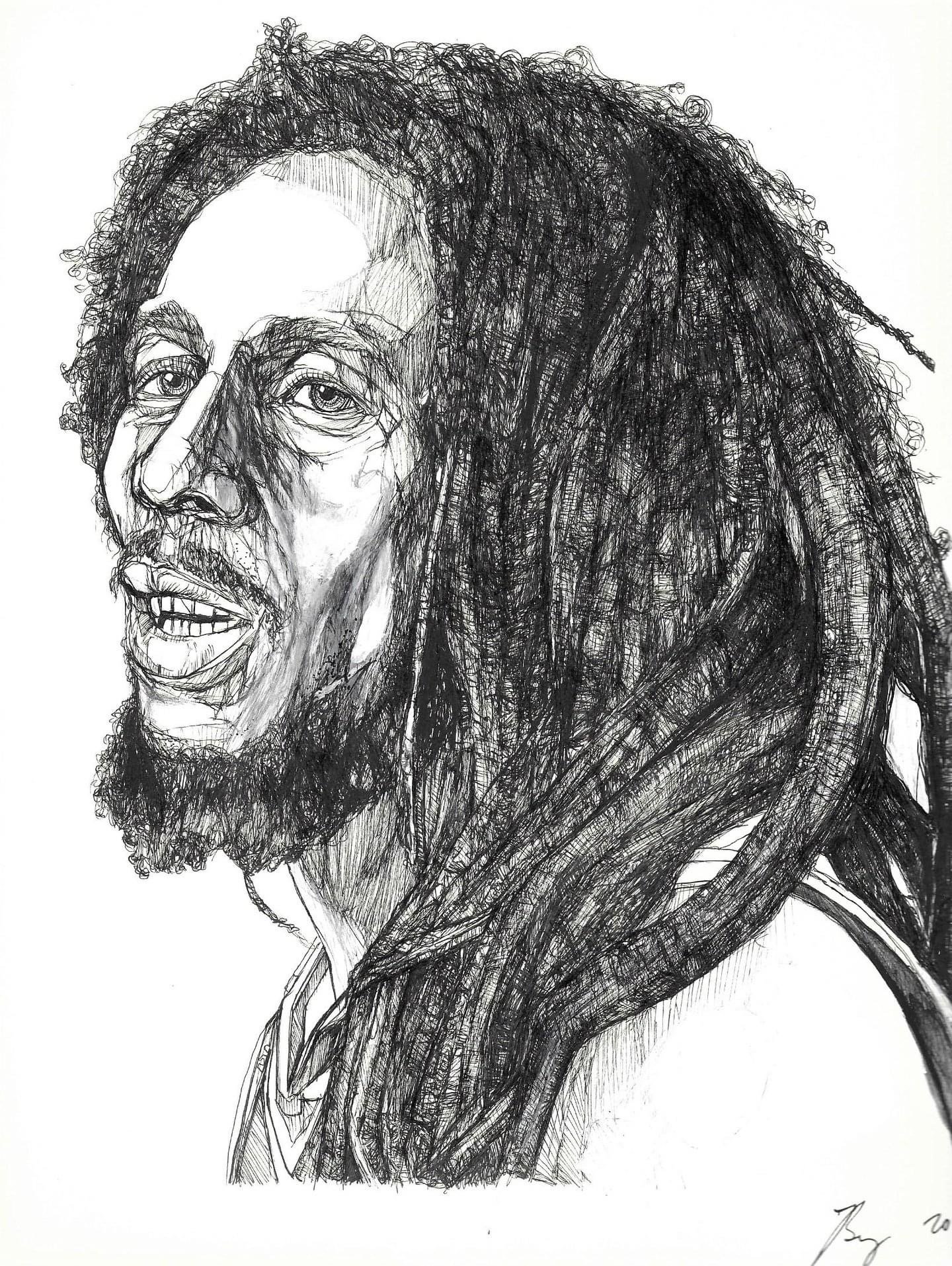 Bob Marley; Ink on paper; 2020