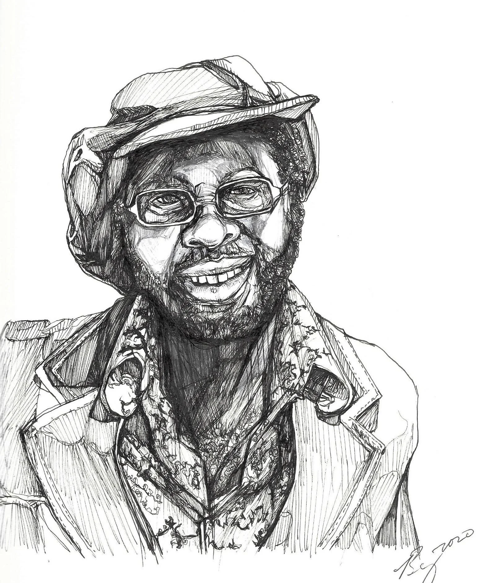 Curtis Mayfield; Ink on paper; 2020