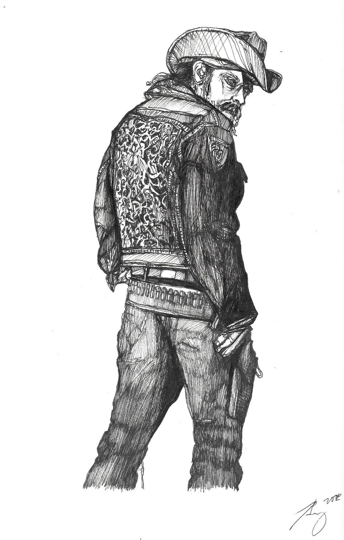 Ron "Pigpen" McKernan; Ink on paper; 2020