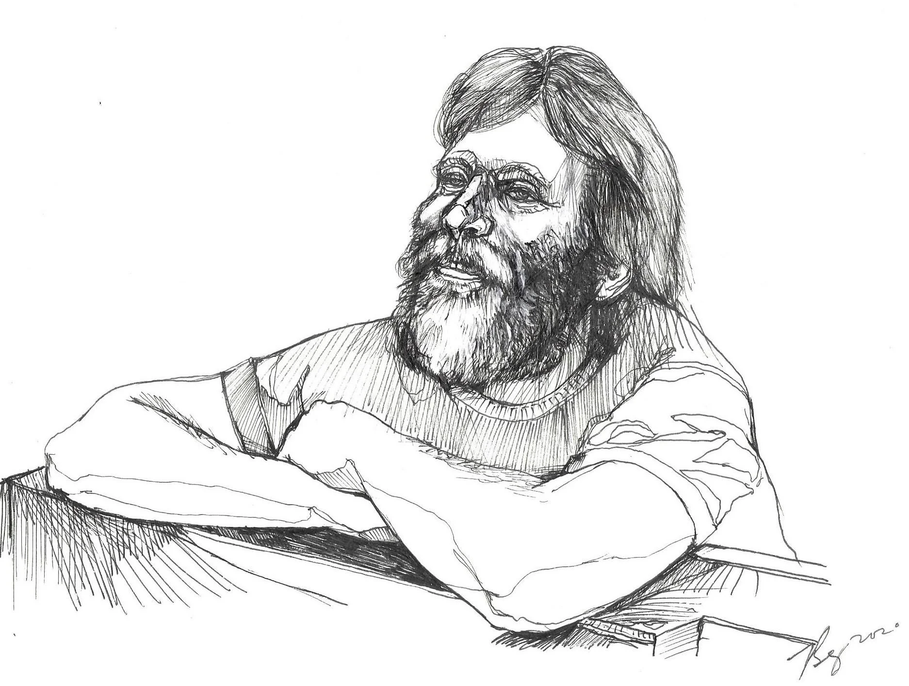 Brent Mydland; Ink on paper; 2020