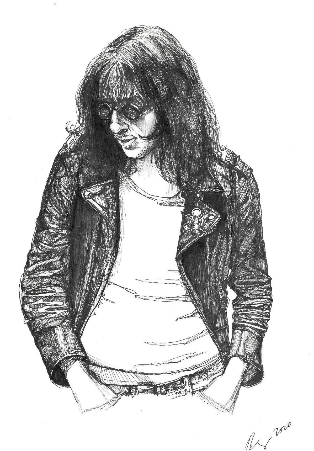 Joey Ramone; Ink on paper; 2020