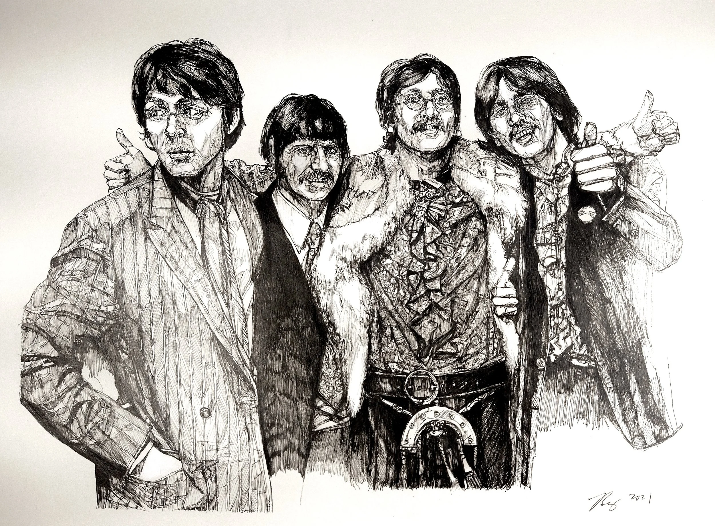 The Beatles; mixed media; 2021