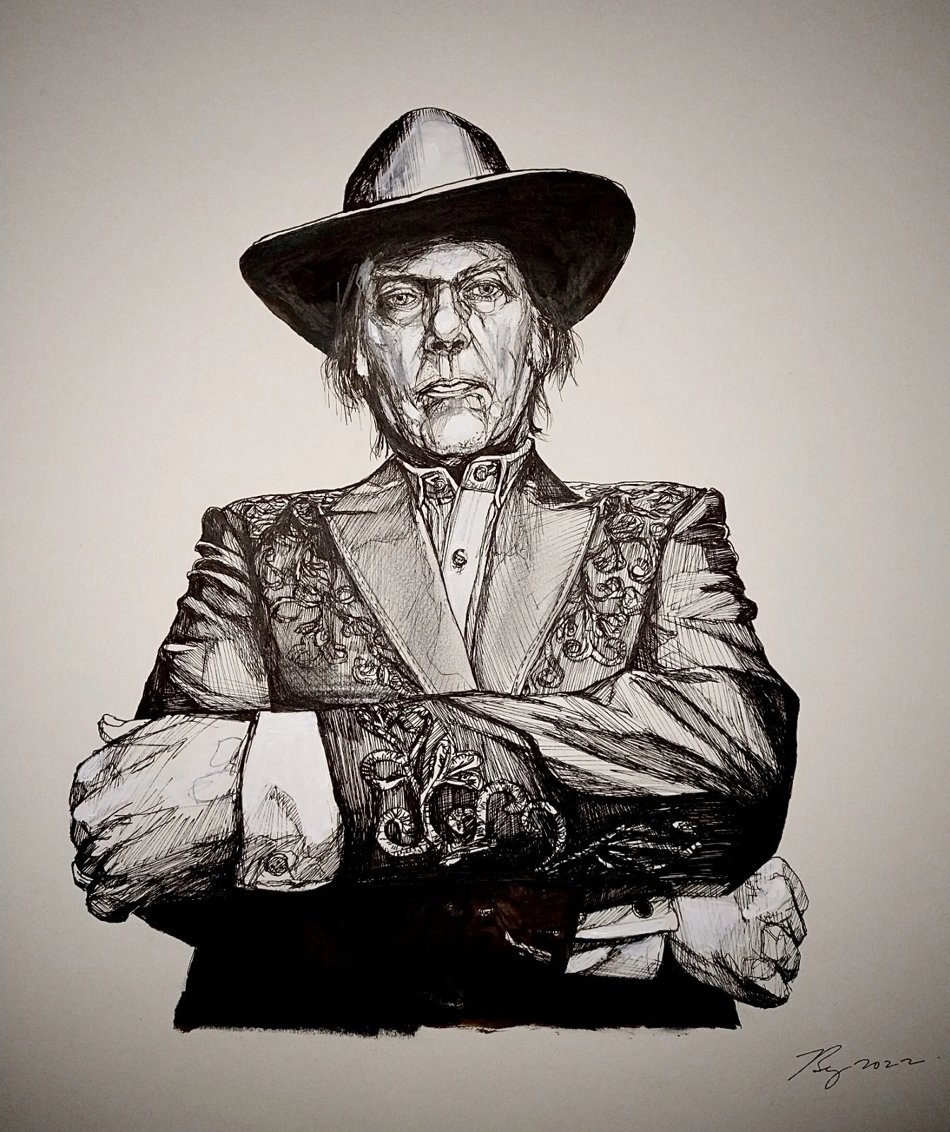 Neil Young; mixed media; 2022