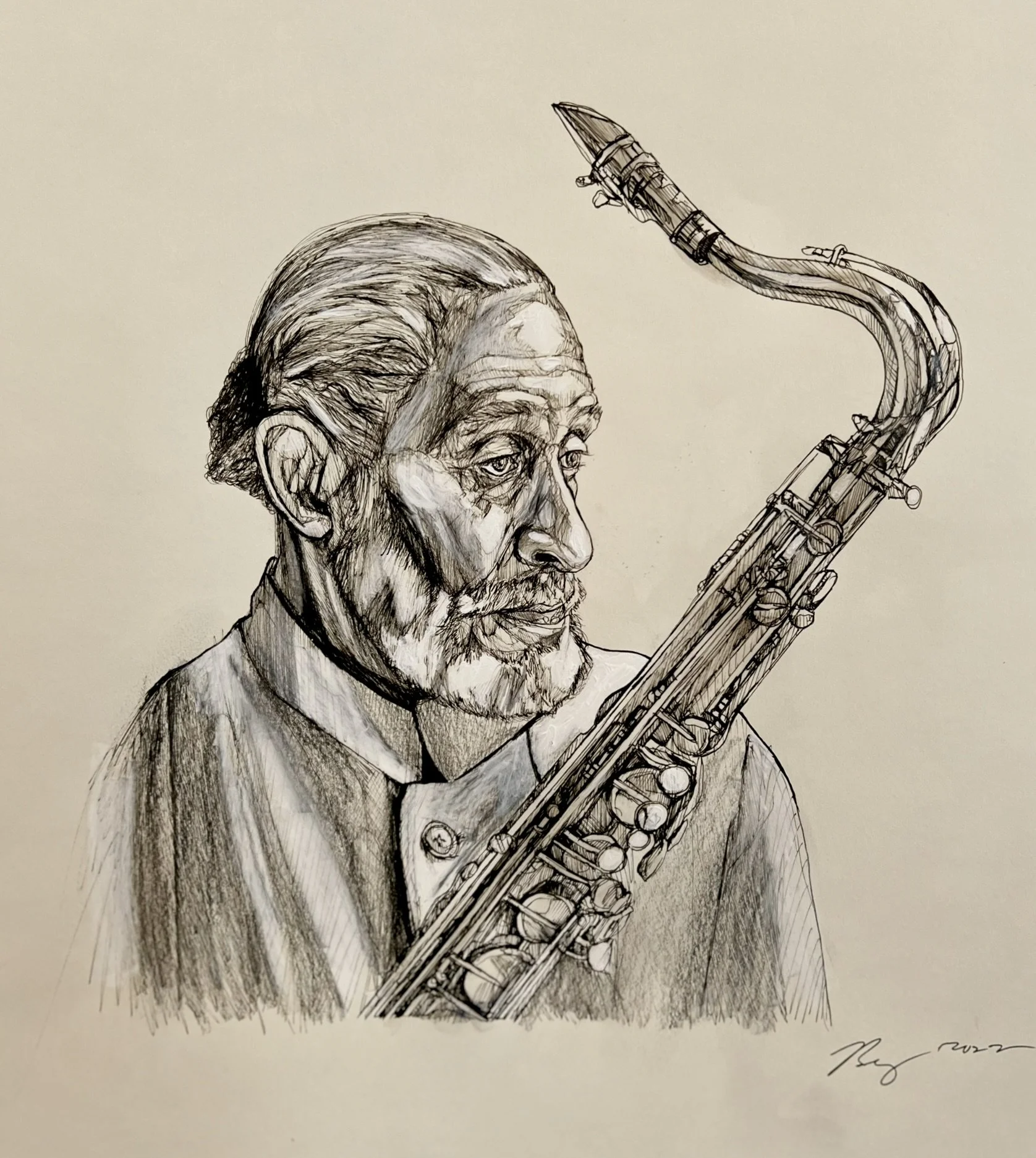 Sonny Rollins; mixed media; 2022