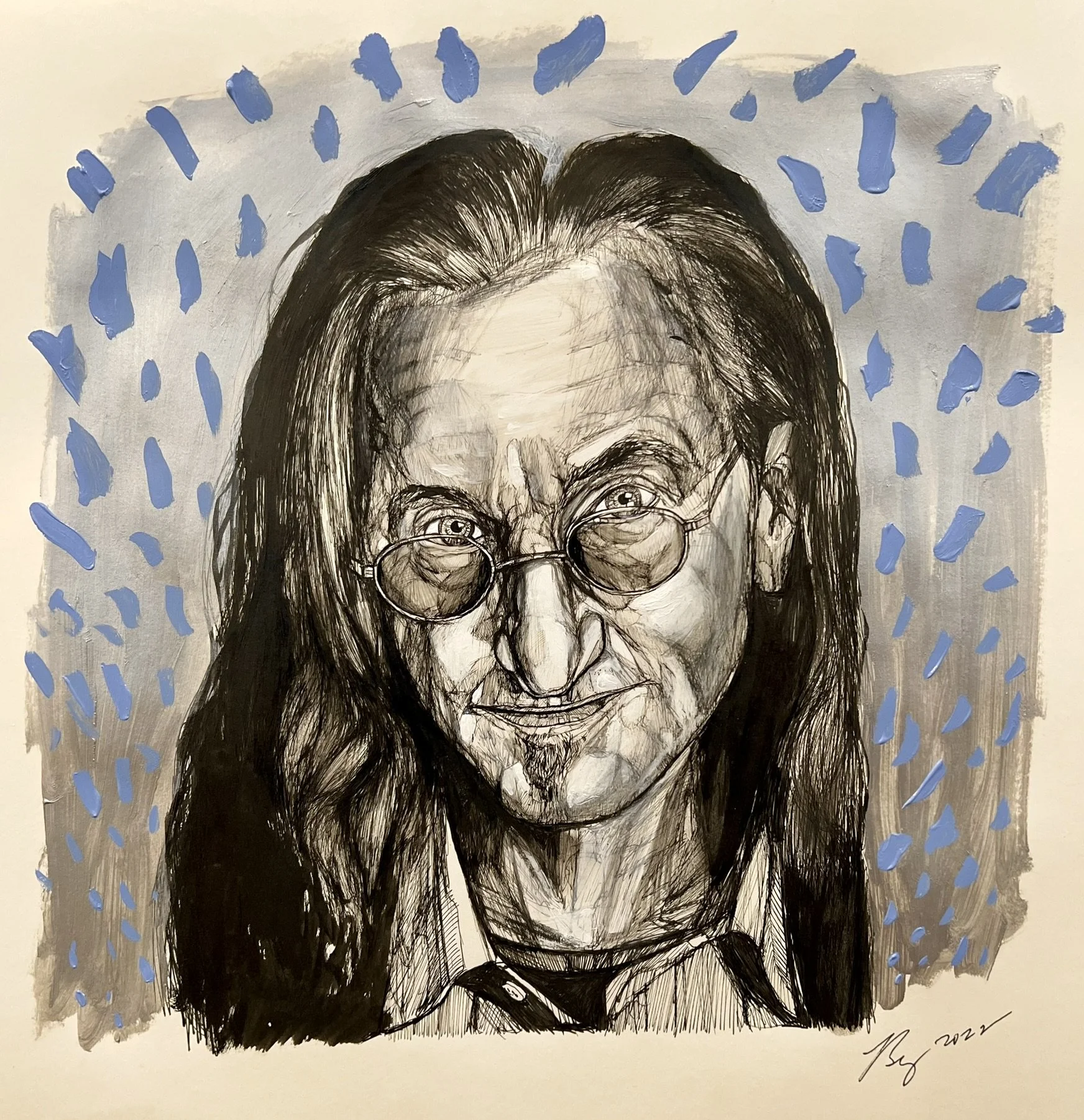 Geddy Lee; mixed media; 2022