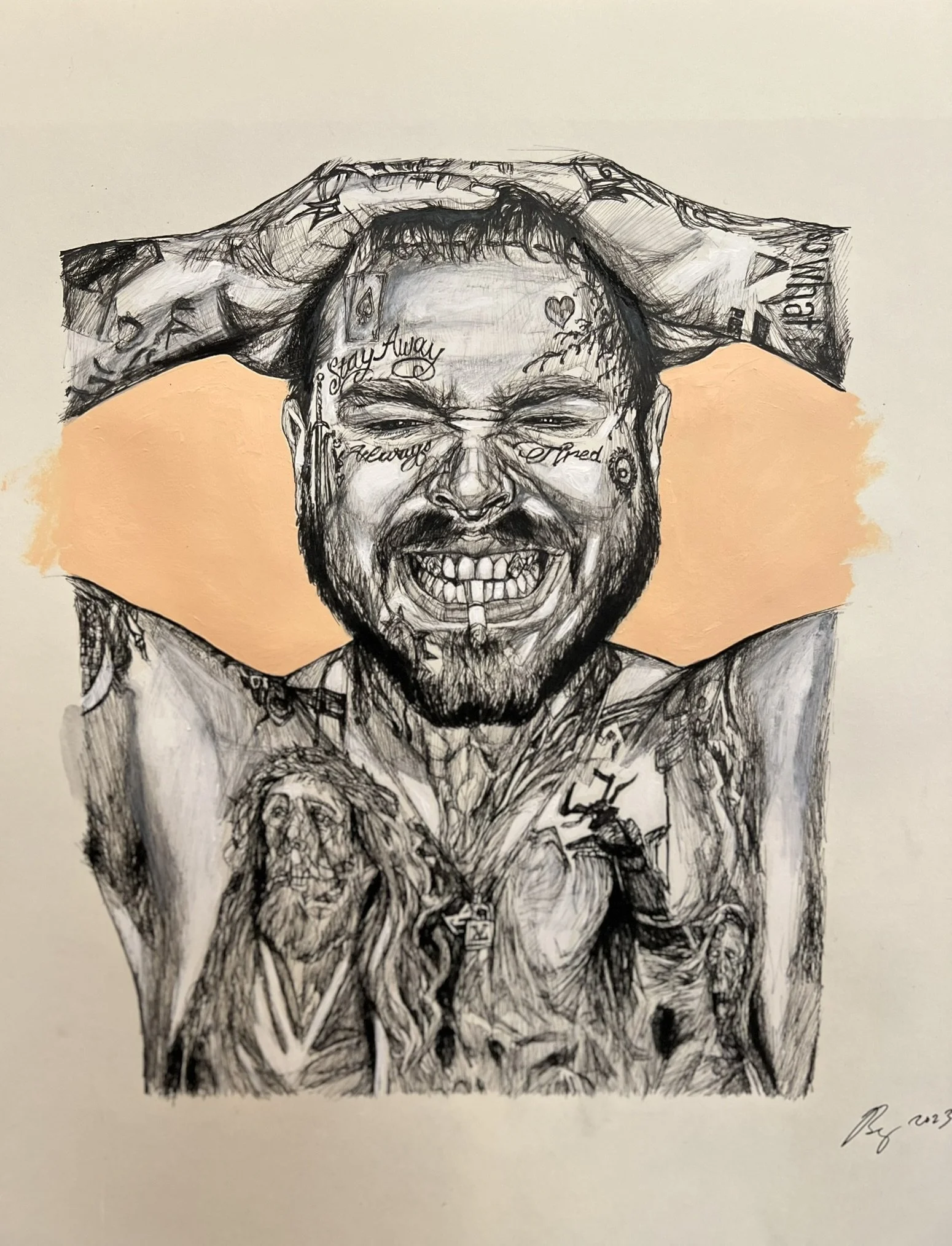 Post Malone; mixed media; 2023