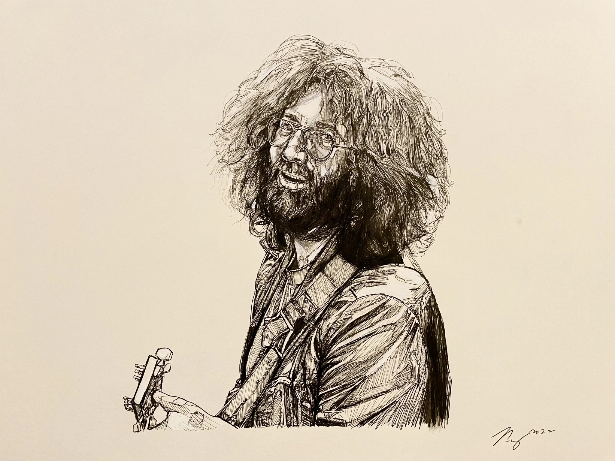 Jerry Garcia; mixed media; 2023