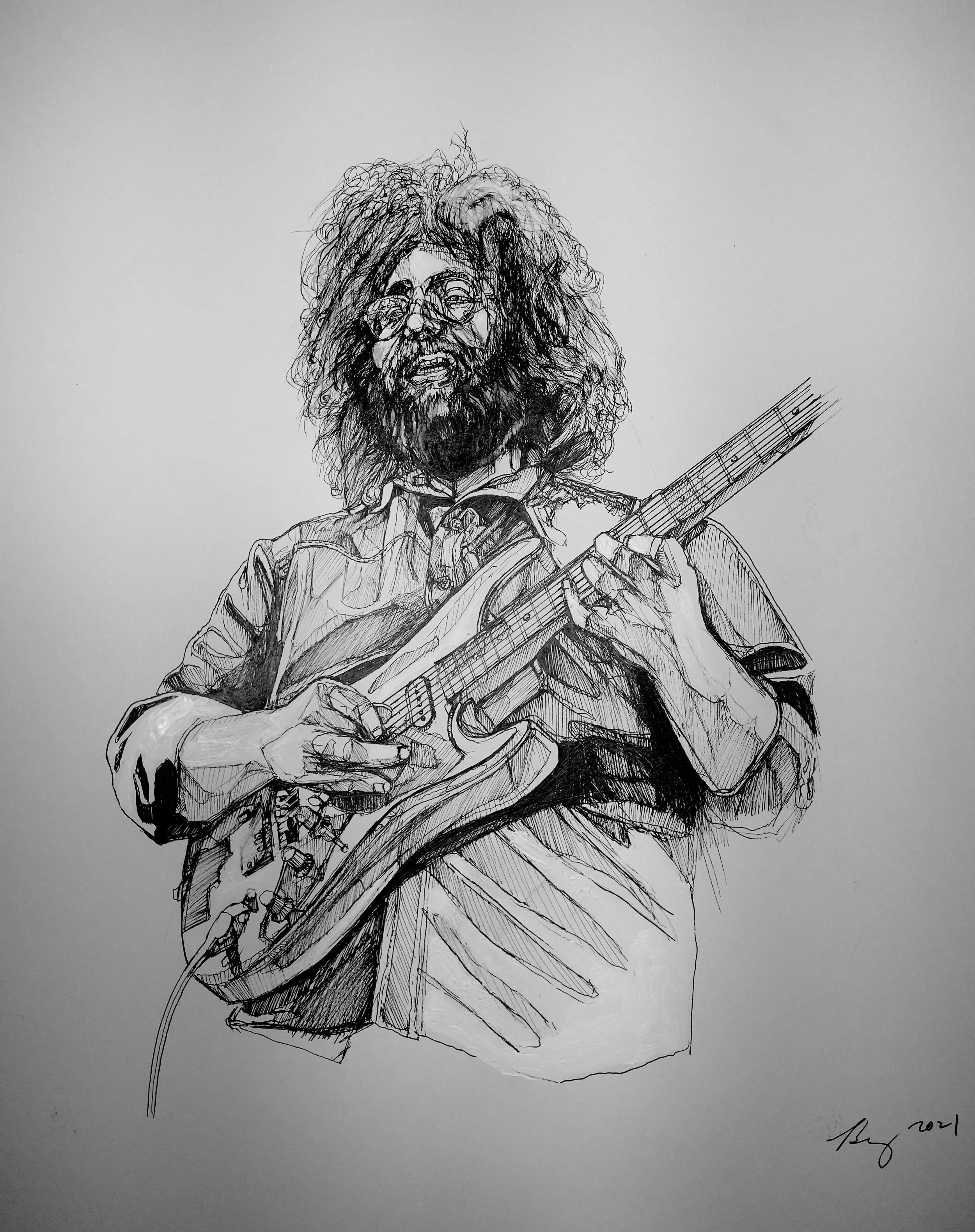 Jerry Garcia; mixed media; 2022