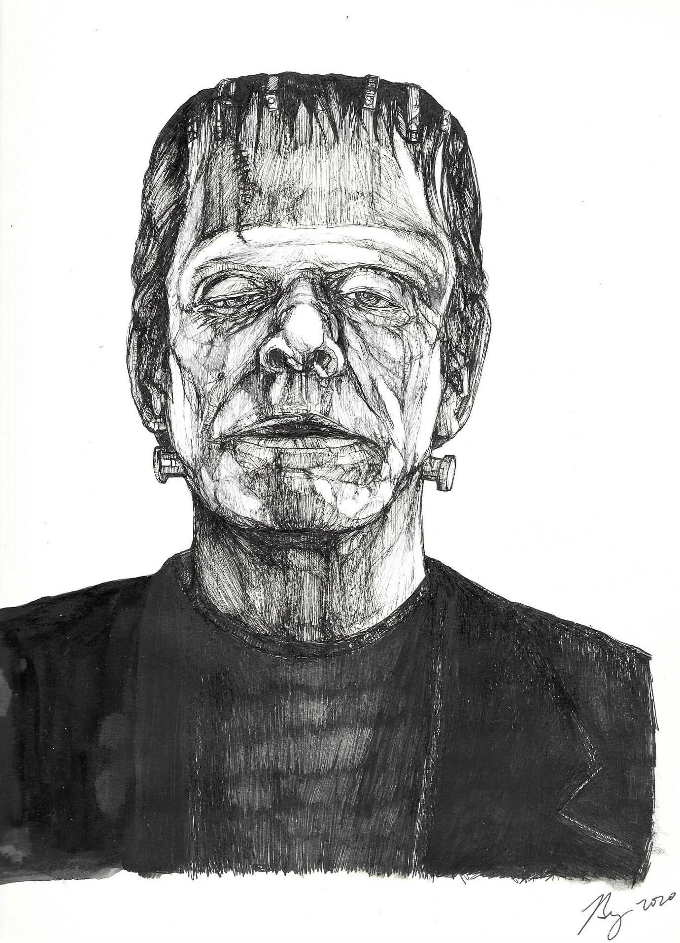 Frankenstein; Ink on paper; 2022
