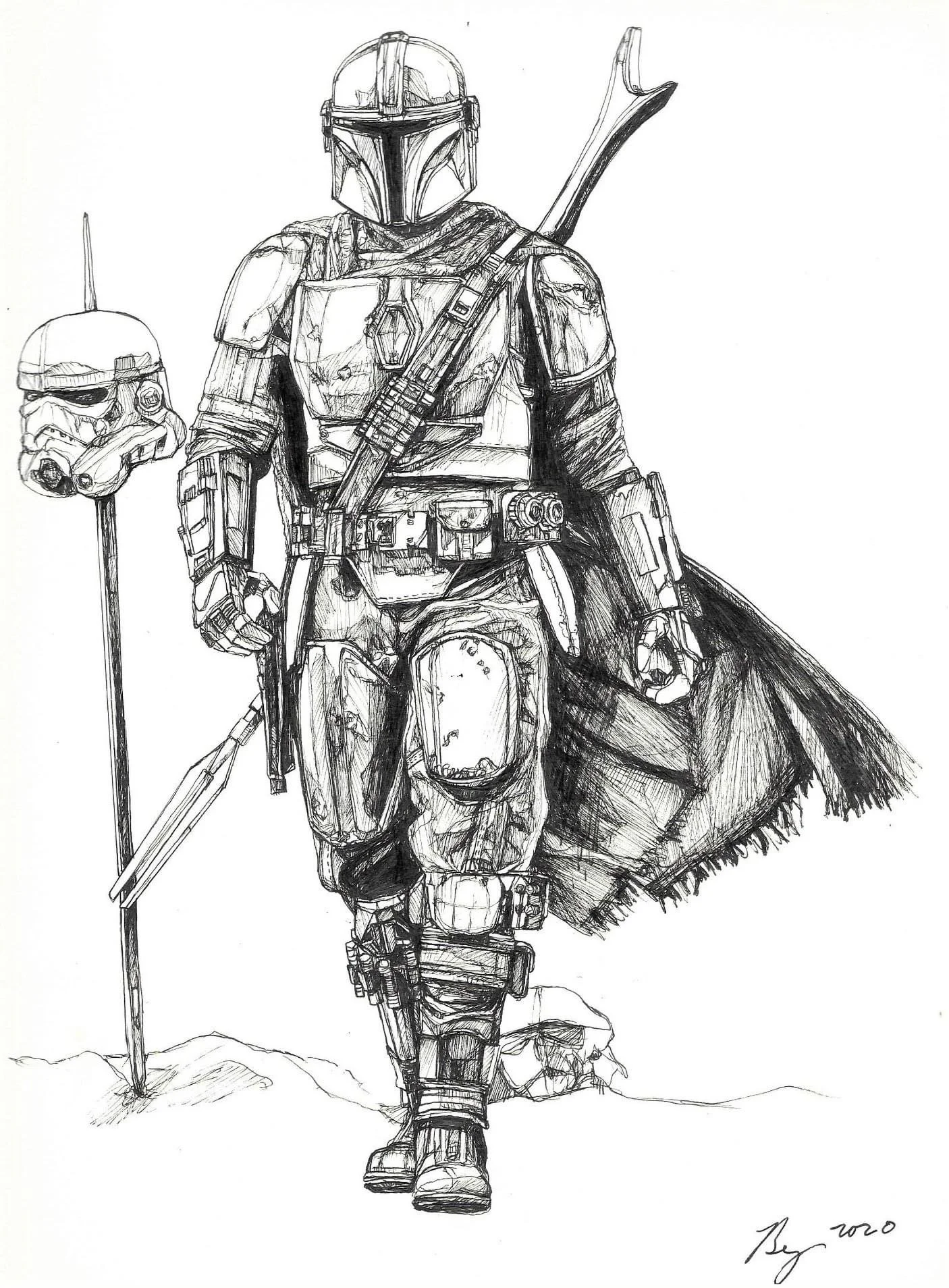 The Mandalorian; Ink on paper; 2020