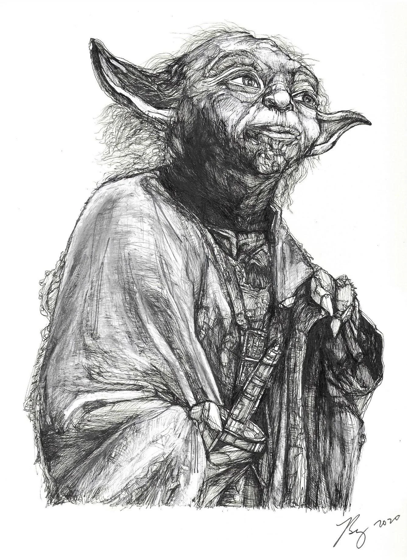 Yoda; Ink on paper; 2020