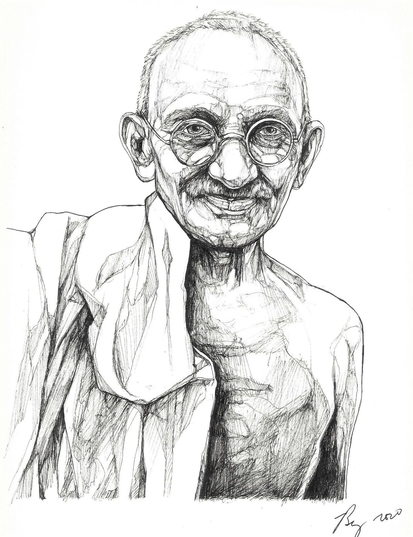 Gandhi; Ink on paper; 2020
