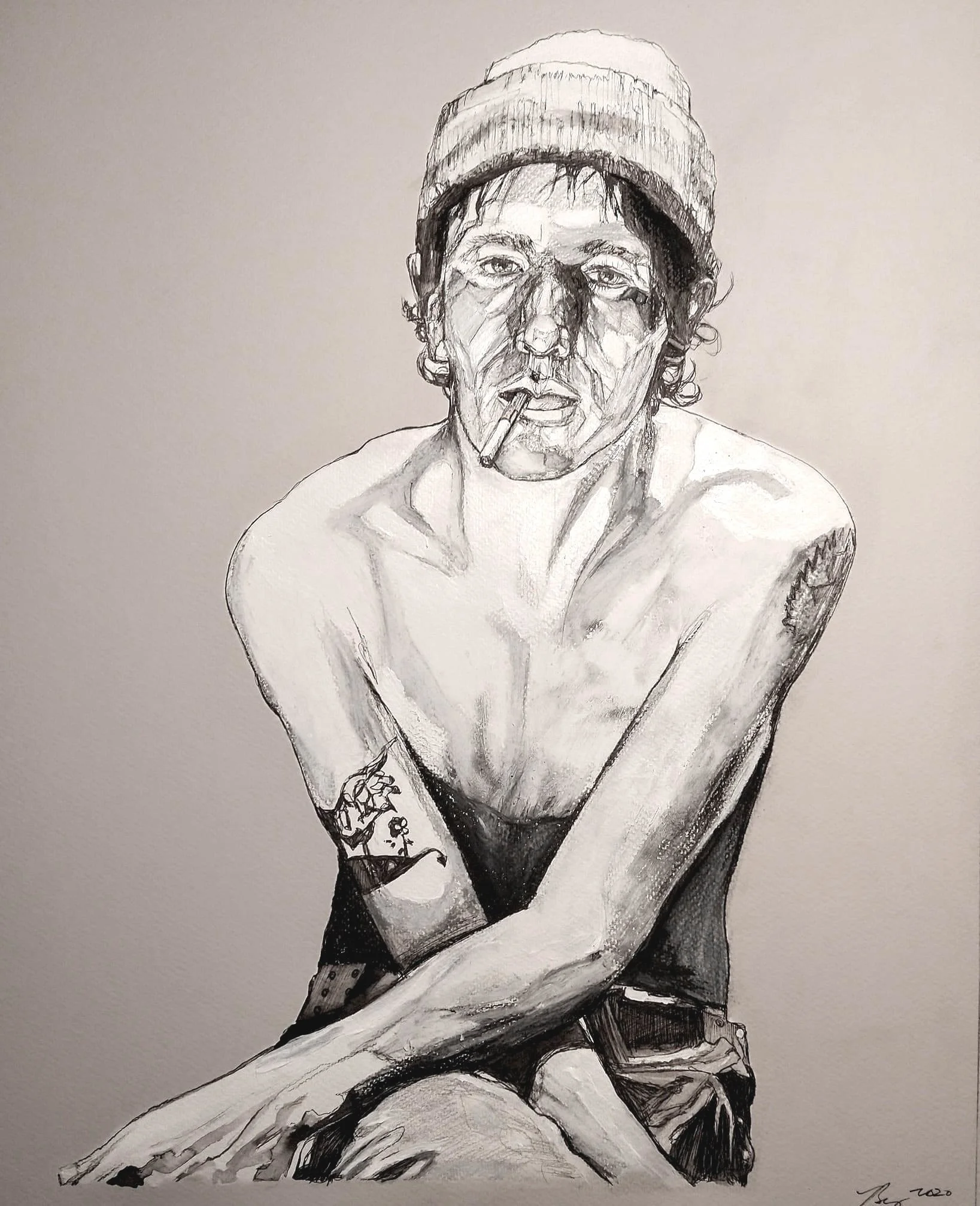 Elliott Smith; mixed media; 2020