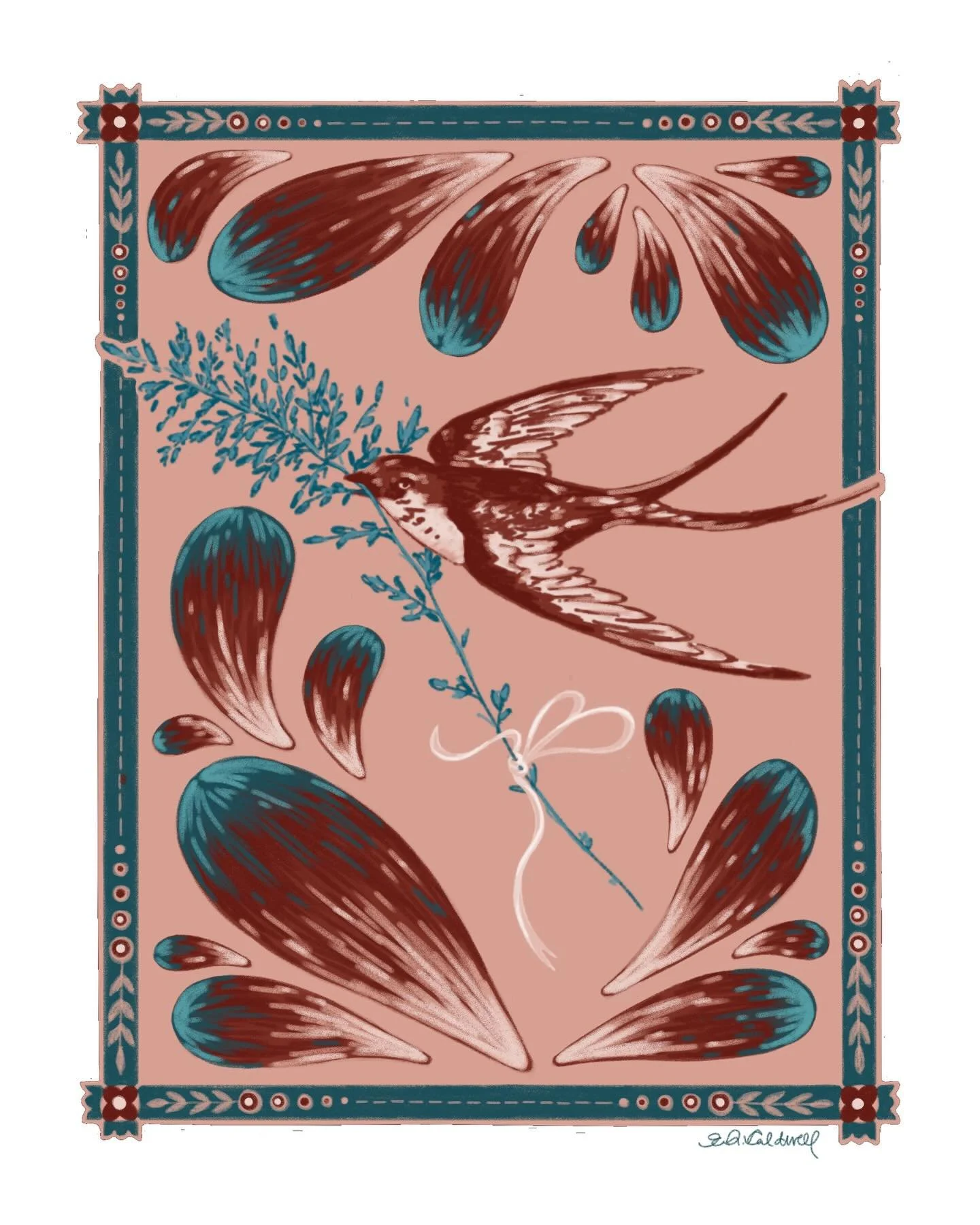 It&rsquo;s a new print coming soon. Titled &ldquo;Bird and Petals&rdquo;. 
😍😍

#originalart #drawing #erinnicolestudio