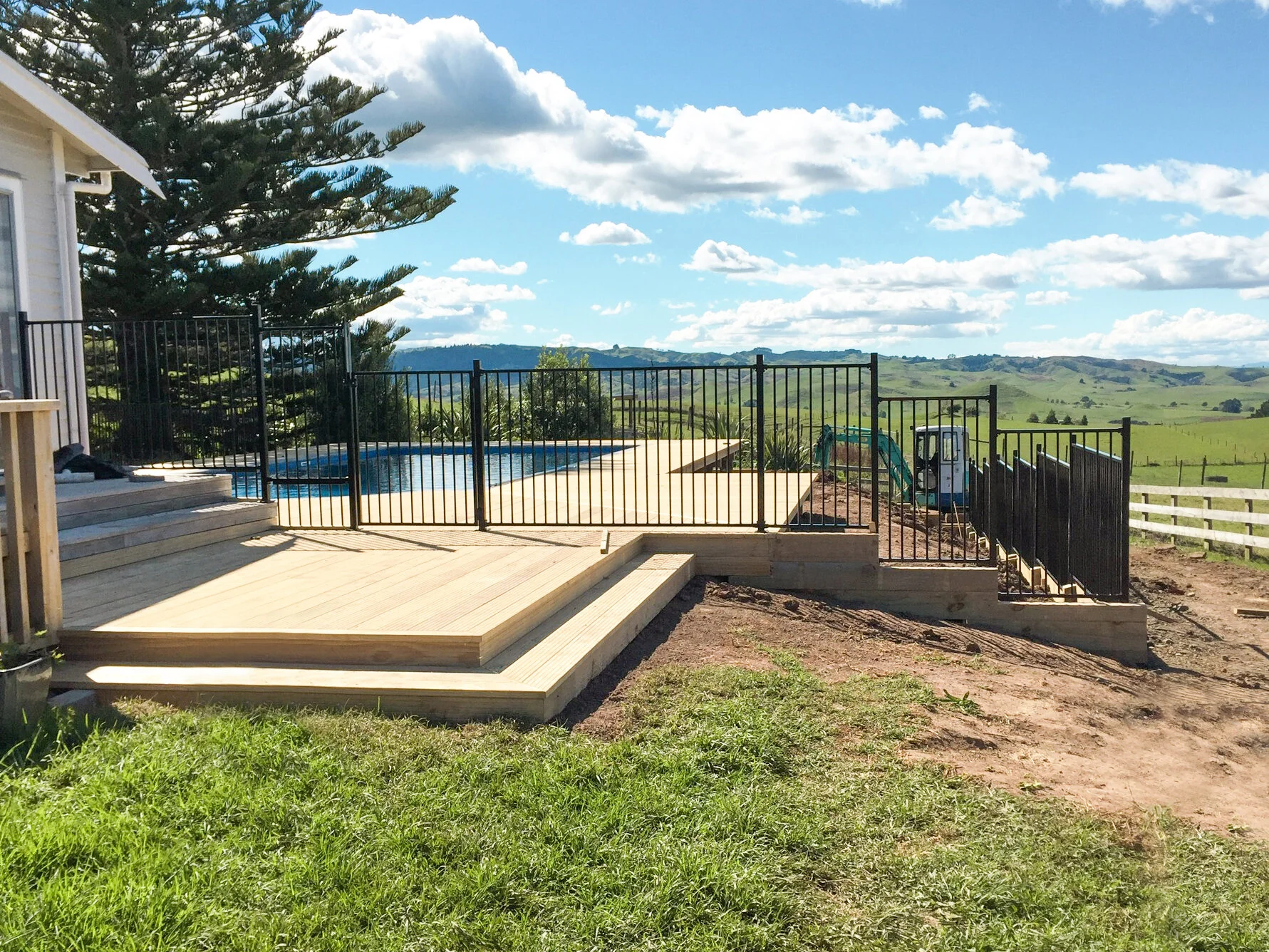 Pool decking and fencing