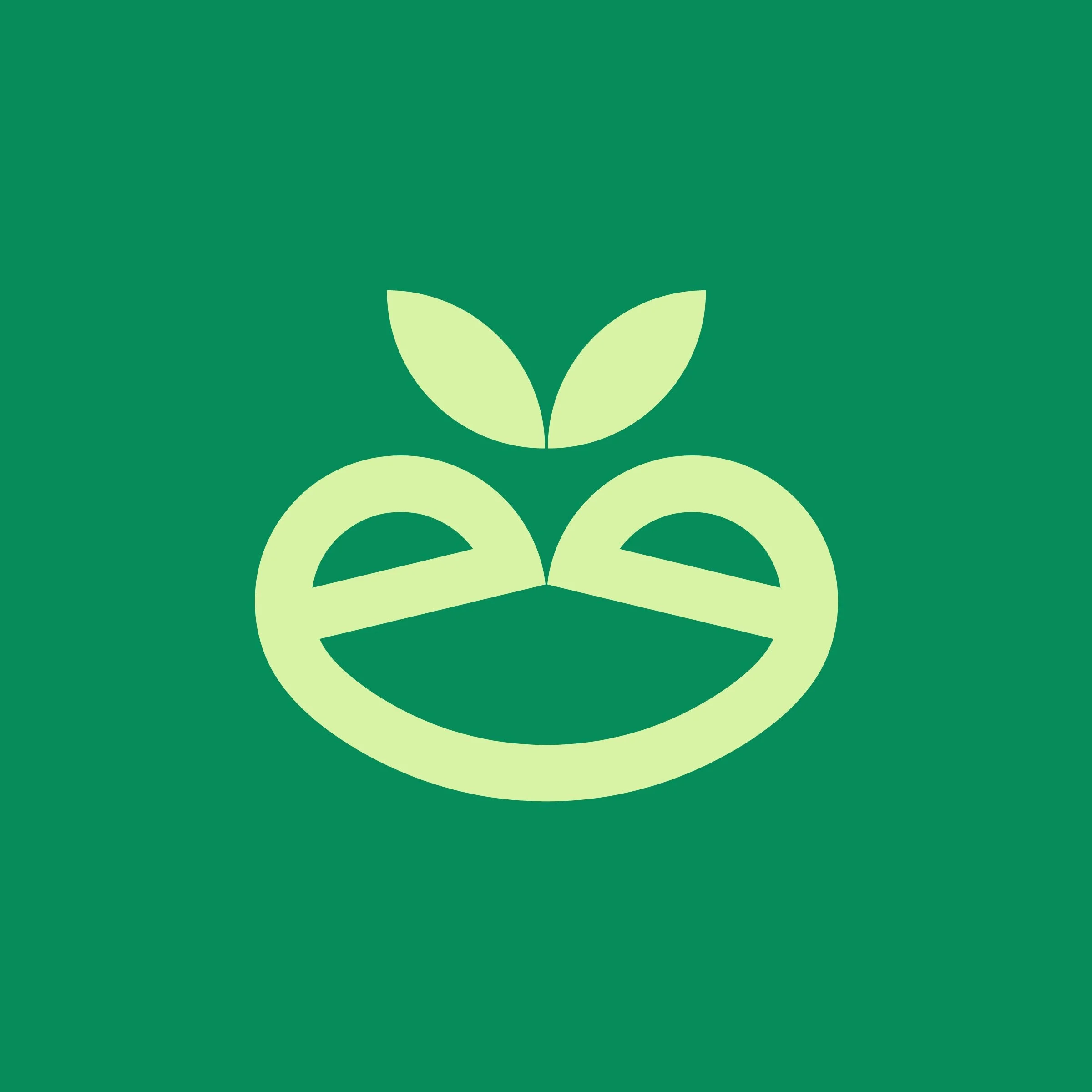 A stylized green face with a small light green leaf sprouting from the top of the head, set against a dark green background.