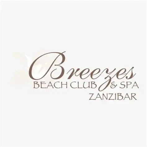 Logo for Breezes Beach Club & Spa Zanzibar with stylized text on a white background.
