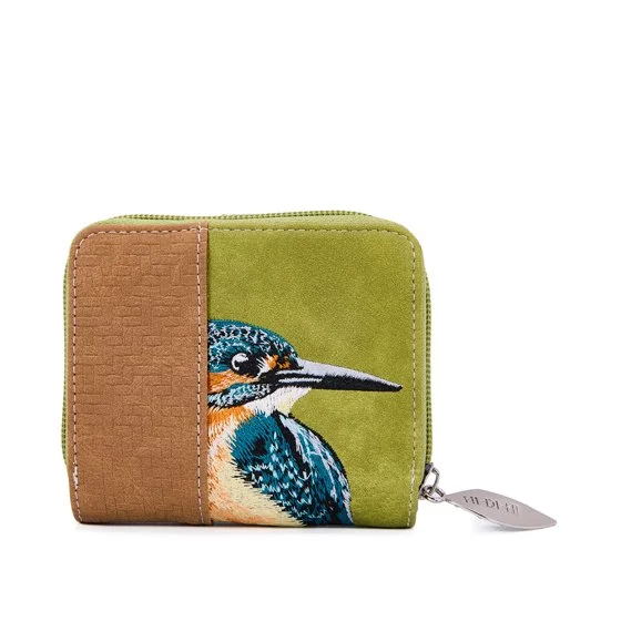 HI-DI-HI Portemonnee Little Magpie Green-Cognac-LightBlue.