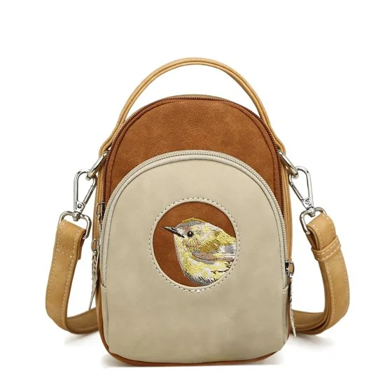 HI-DI-HI Ditty Hand-Schoudertas Beige-Cognac-Peach